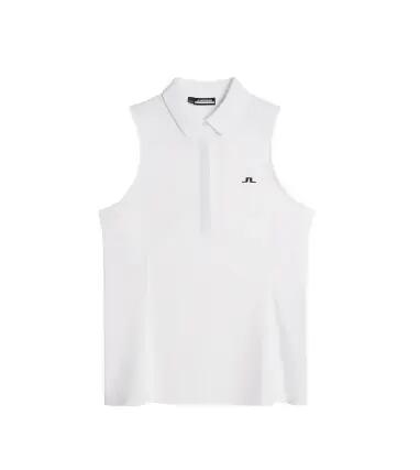 J. Lindeberg Dena Sleveless Top, Polo de golf sans manches pour femmes, blanc