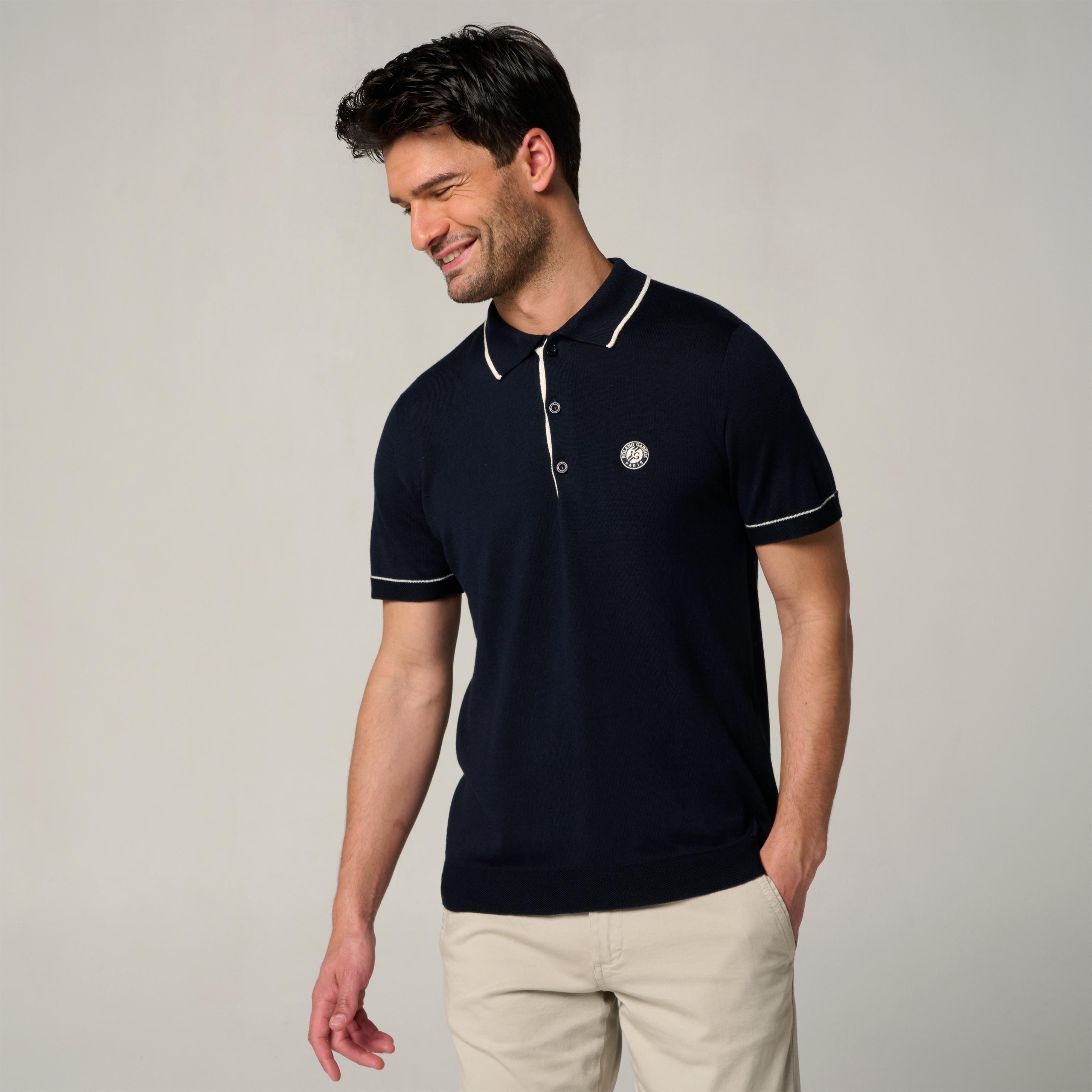 Roland Garros - Polo Heritage Homme Roland-garros - Marine - T-shirt Manches Courtes - Bleu - 38 S - Decathlon