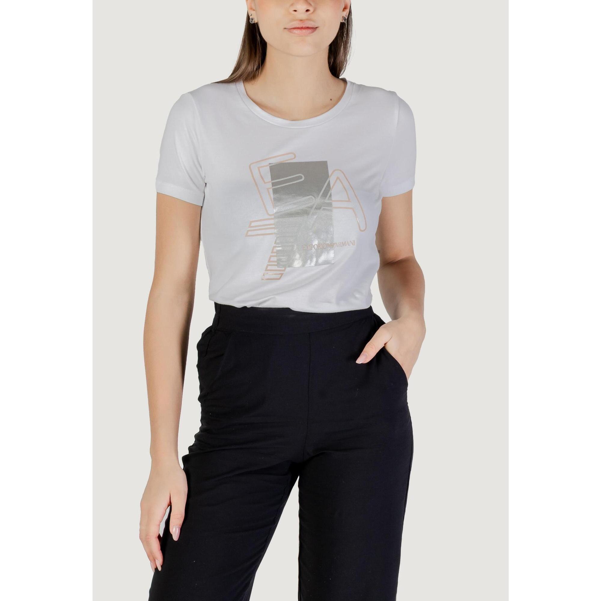 Ea7 - T-shirt Crop Top  Femme Blanc - T-shirt Crop Top - Blanc - Decathlon