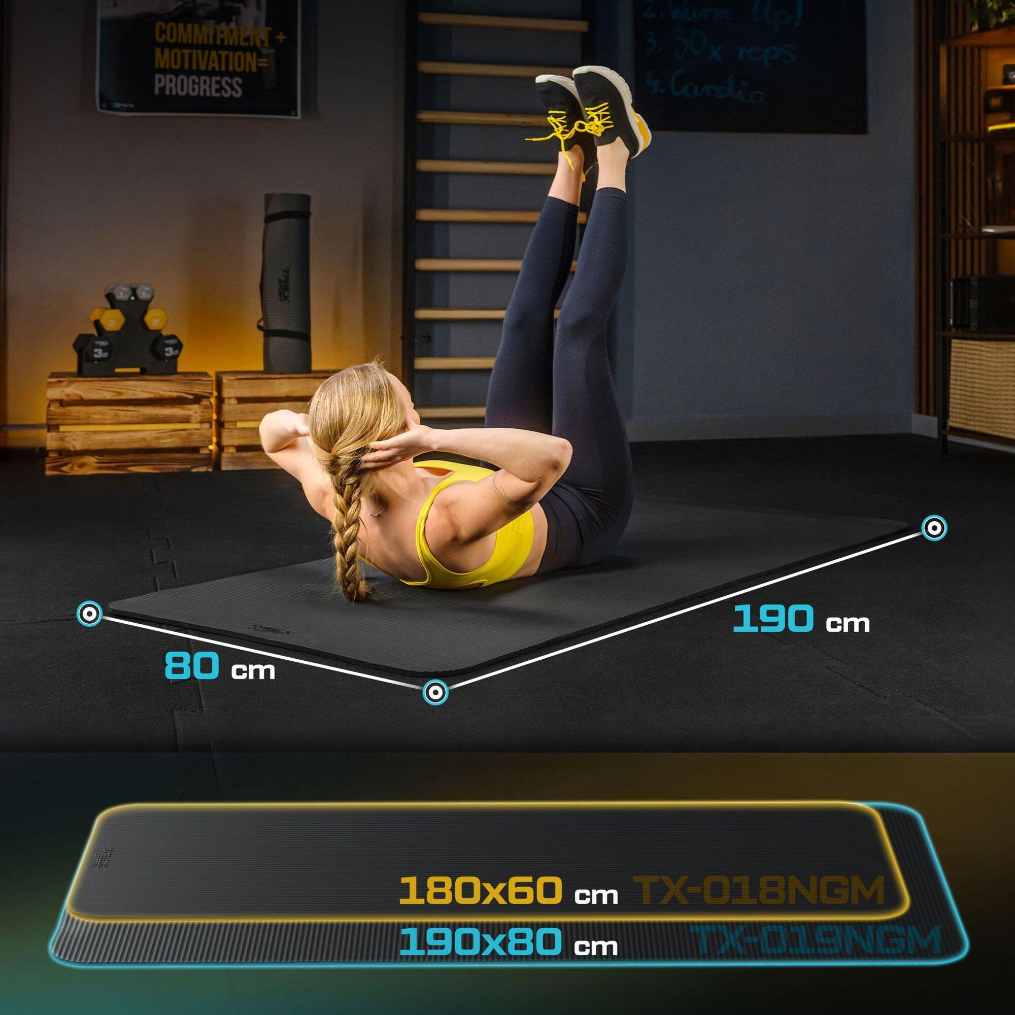 Mata fitness do ćwiczeń jogi pilatesu Trex Sport 190x80cm czarna 10mm 2/7