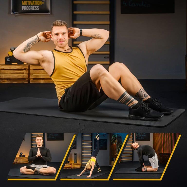 Mata fitness do ćwiczeń jogi pilatesu Trex Sport 190x80cm czarna 10mm 6/7