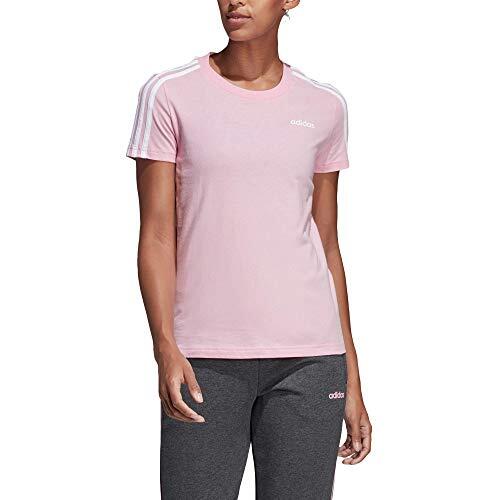 T-Shirt Donna Adidas Essentials 3-Stripes Slim in Rosa/White