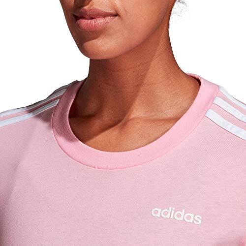 T-Shirt Donna Adidas Essentials 3-Stripes Slim in Rosa/White 3/5