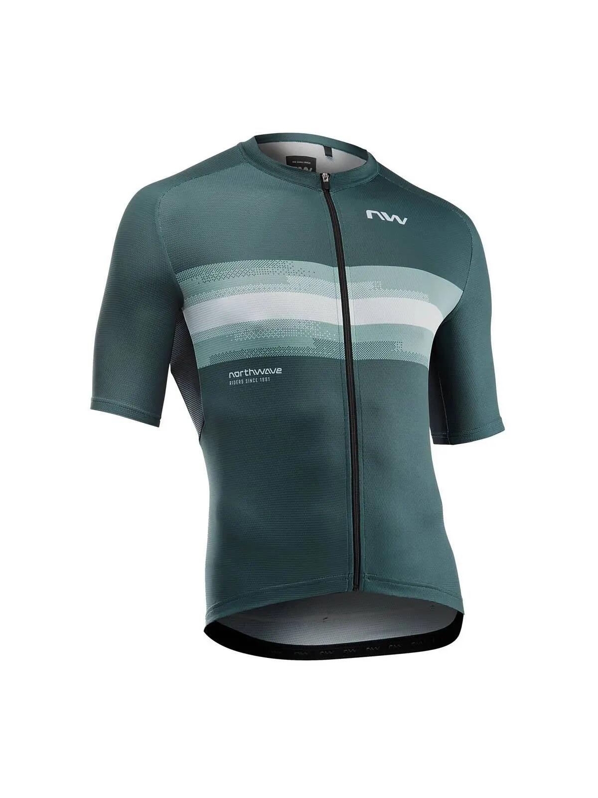 Tricou ciclism Northwave Force Evo - sage/gri deschis | jersey vară 1/2