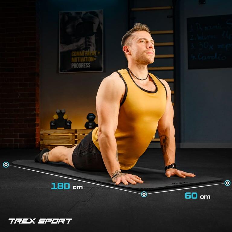 Mata fitness do ćwiczeń jogi pilatesu Trex Sport 180x60cm czarna 10mm 2/7