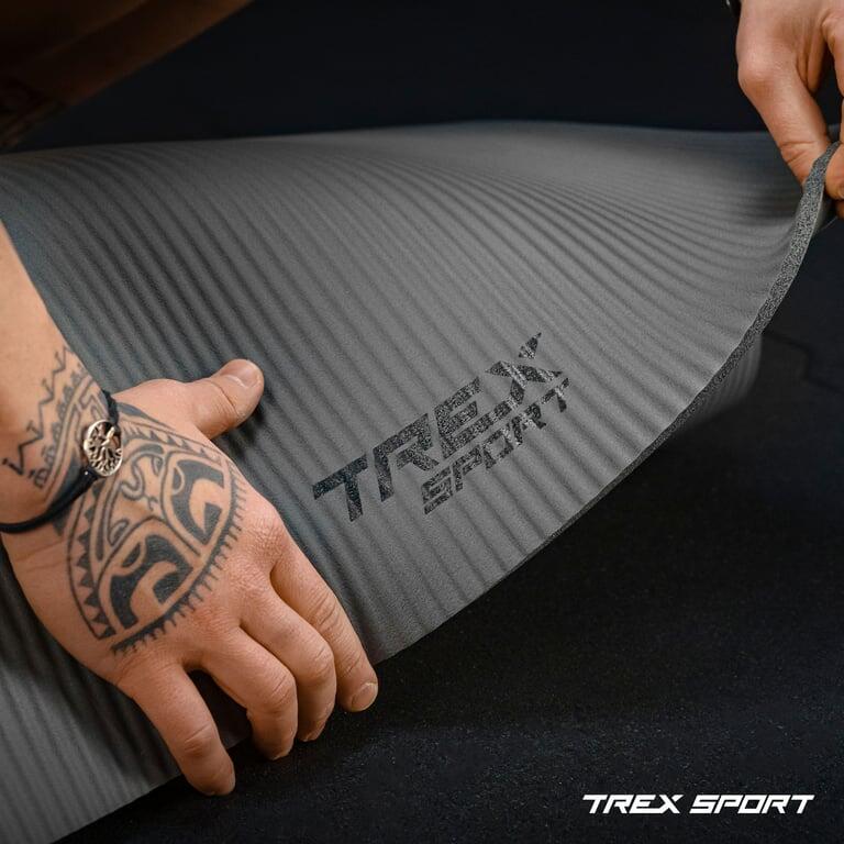 Tapis de fitness yoga et pilates 10 mm Trex Sport 180×60 cm gris 3/7