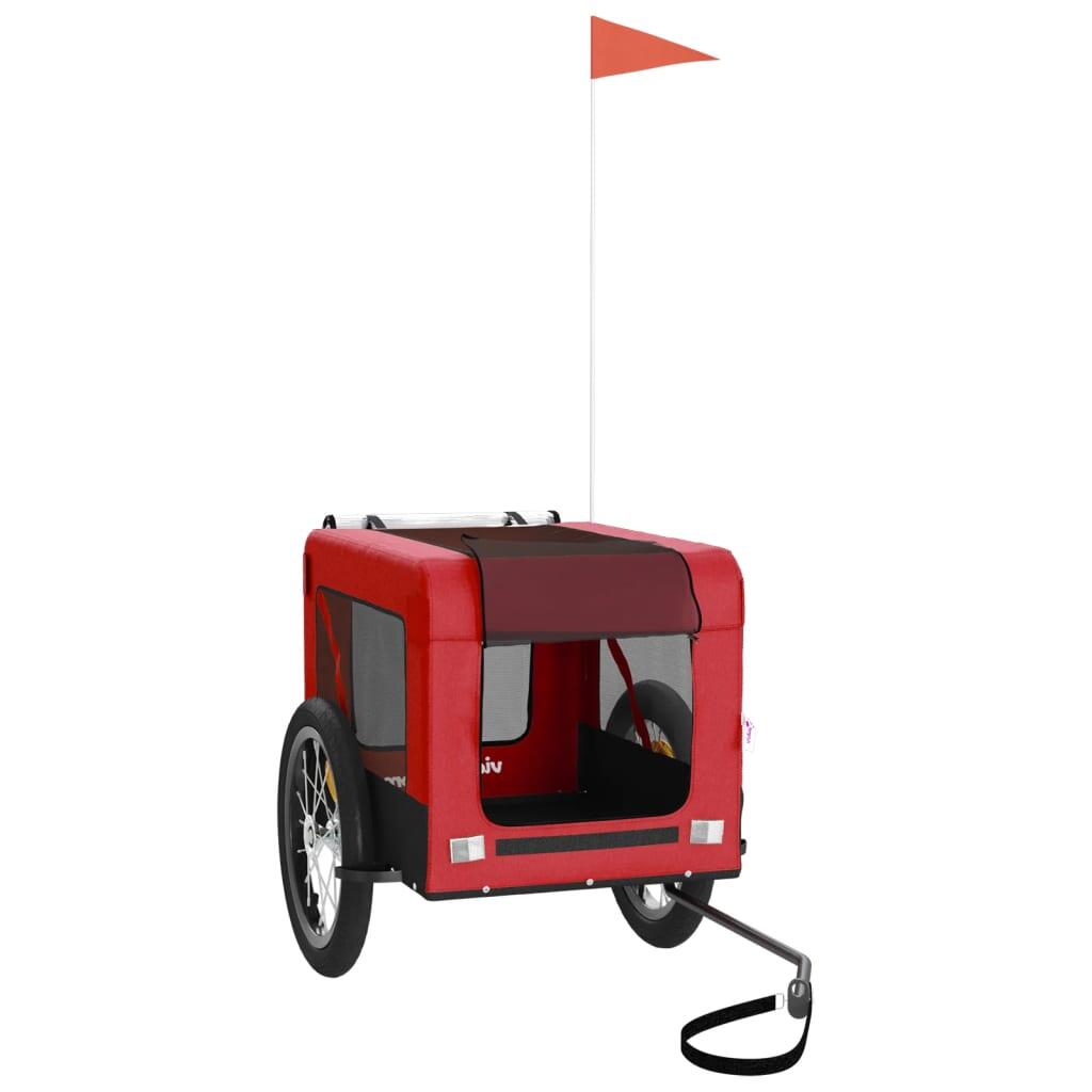 VidaXL Remorque à Vélo pour Chien Oxford Tissu et Fer Rouge et Noir 3/4