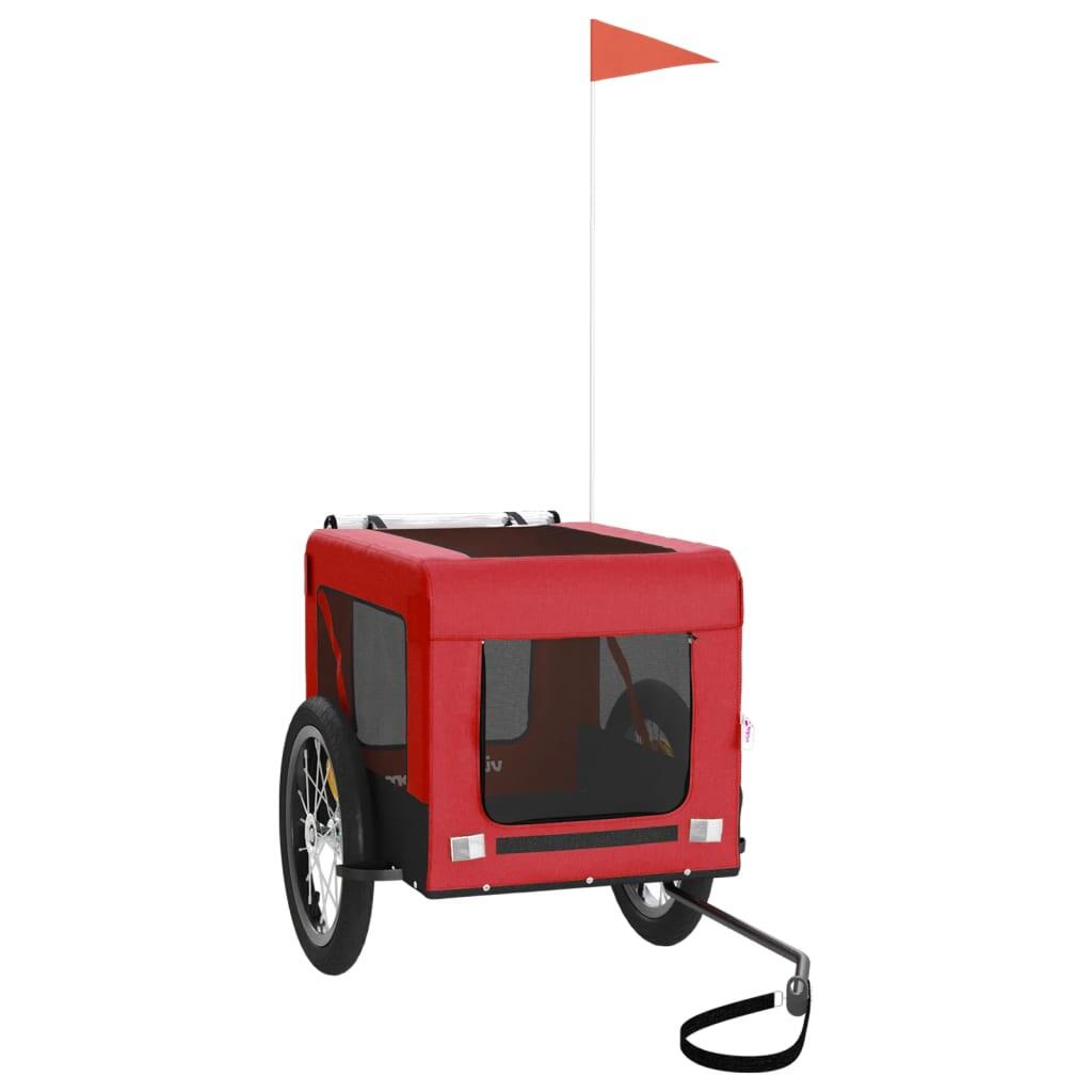 VidaXL Remorque à Vélo pour Chien Oxford Tissu et Fer Rouge et Noir 2/4