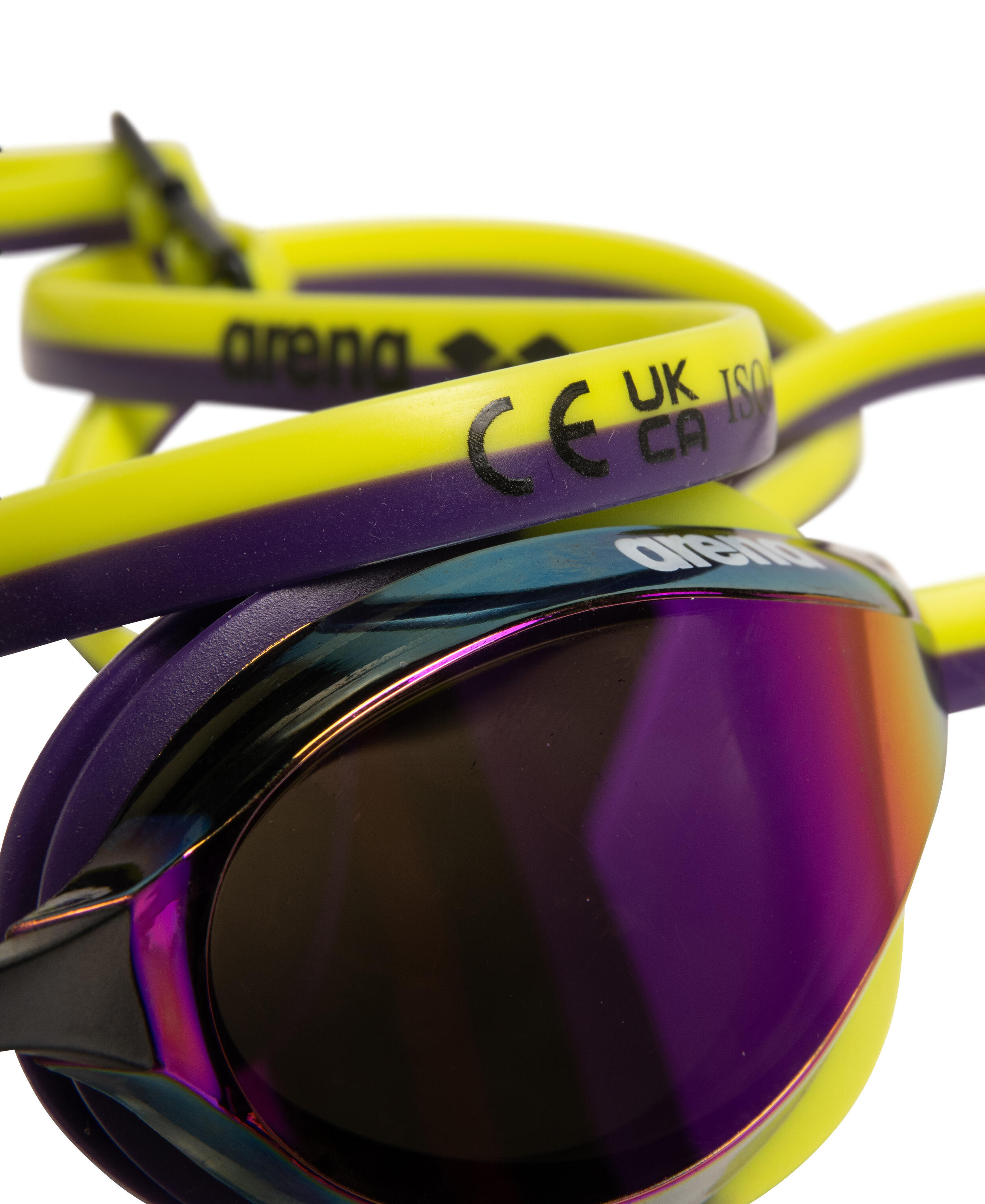 Lunettes de natation verres miroirs Arena Python Mirror Violet/Jaune 6/7