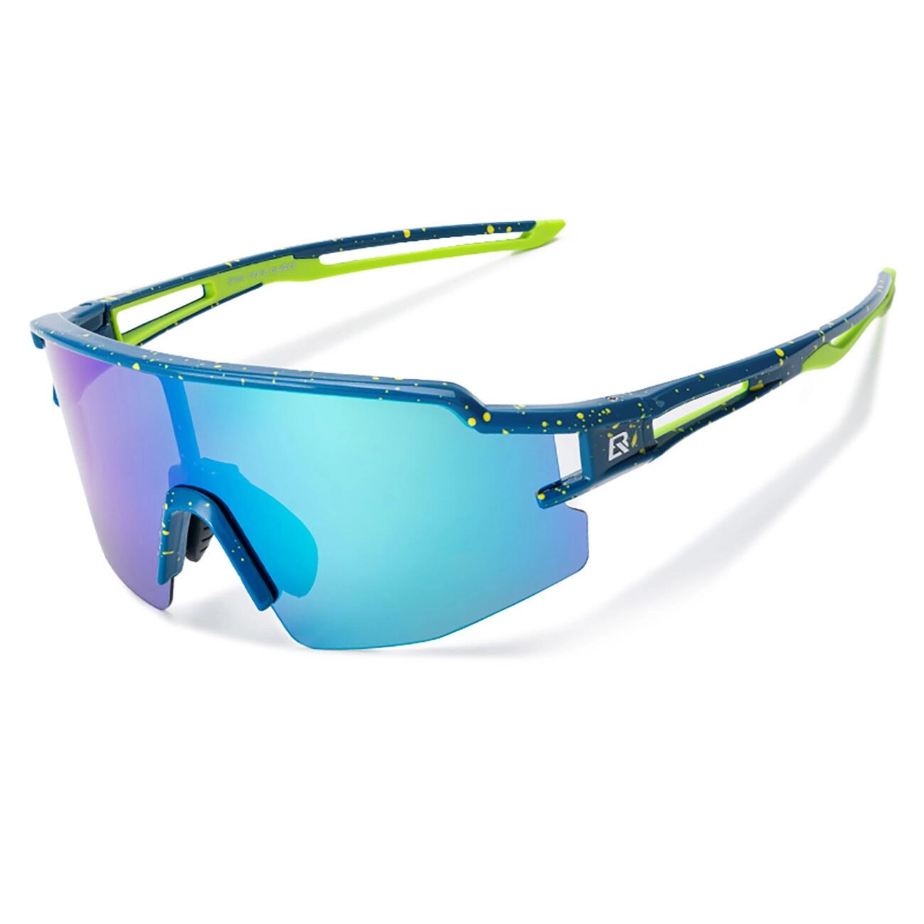 Óculos de ciclismo polarizados com proteção uv lentes azuis - azul