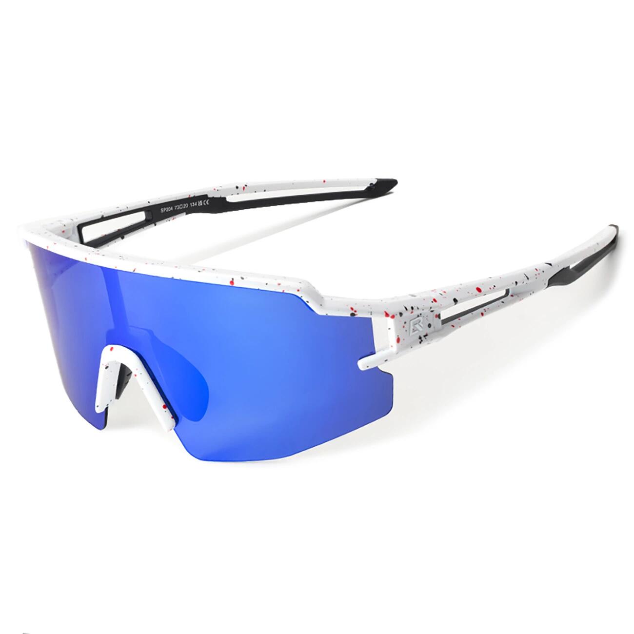 Rockbros - Lunettes De Cyclisme Polarisées Avec Protection Uv  Verres Bleus - Blanc - Lunettes De Soleil - Blanc|bleu - No Size - Decathlon