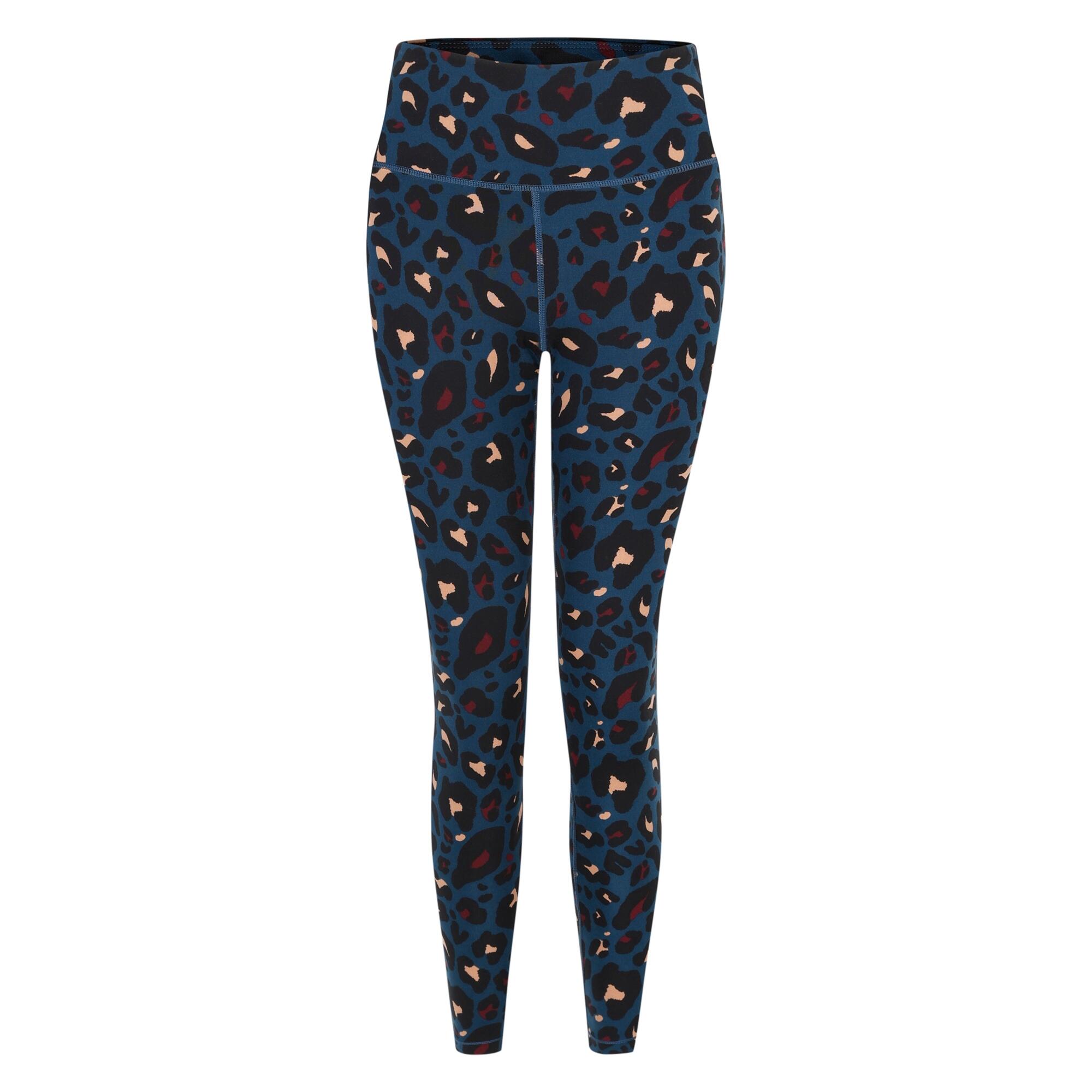 Womens/Ladies Influential Animal Print Gym Leggings (Moonlight Denim) 1/5