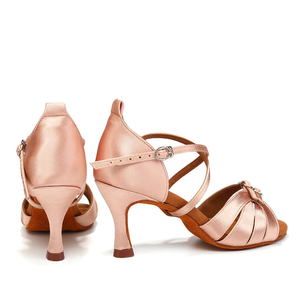 Sapatos de dança "Málaga" salsa bachata kizomba latino - rosa 7 cm 3/7
