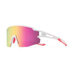 Lunettes de cyclisme pour enfants, polarisées, protection UV -Blanc/rose