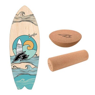 F2 Set Balance Board Surfer 76x28cm + Halbkugel und Korkrolle