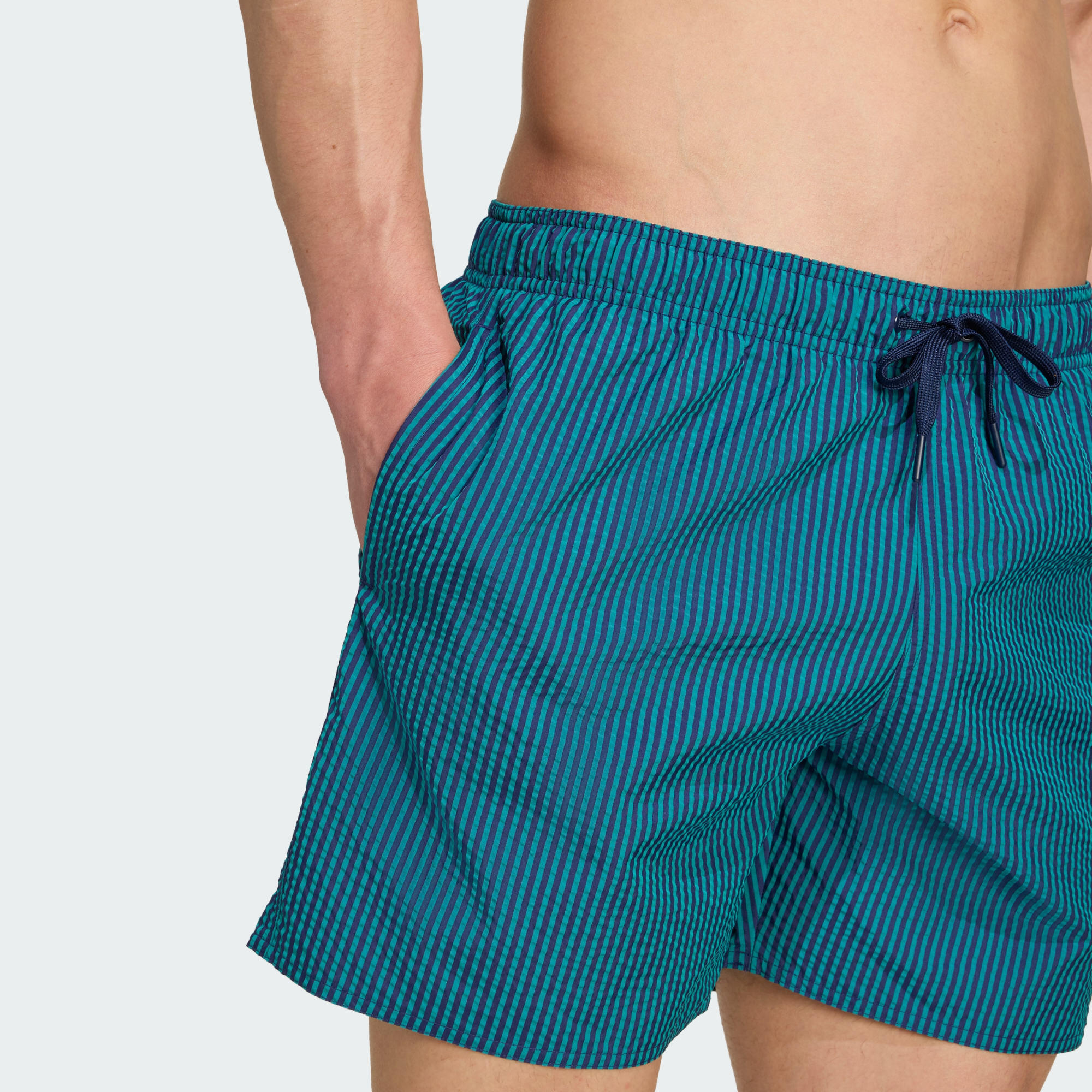 Seersucker Stripy Swim Shorts 5-Inch 4/5