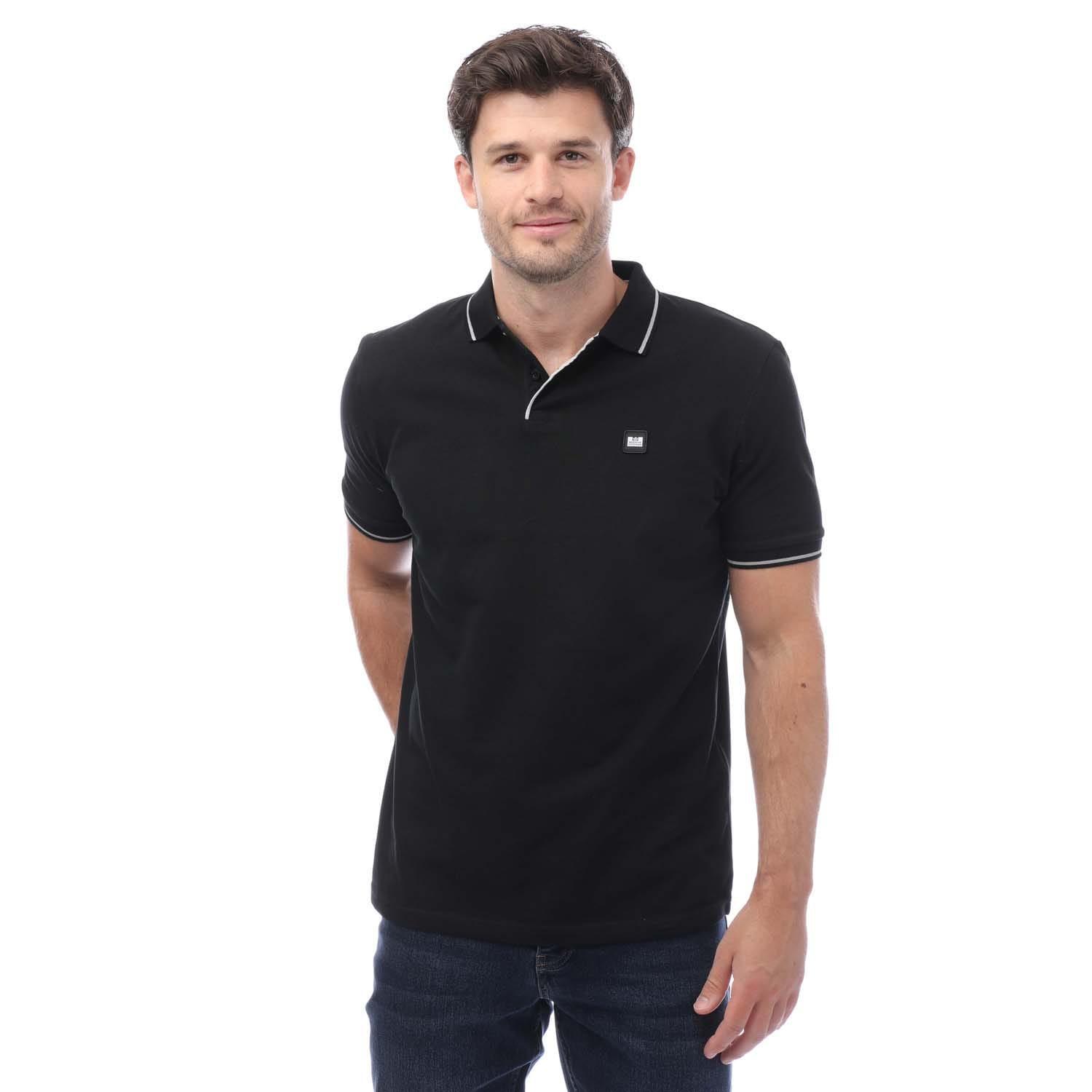 WEEKEND OFFENDER Mens Spello Piped Polo Shirt (Black)