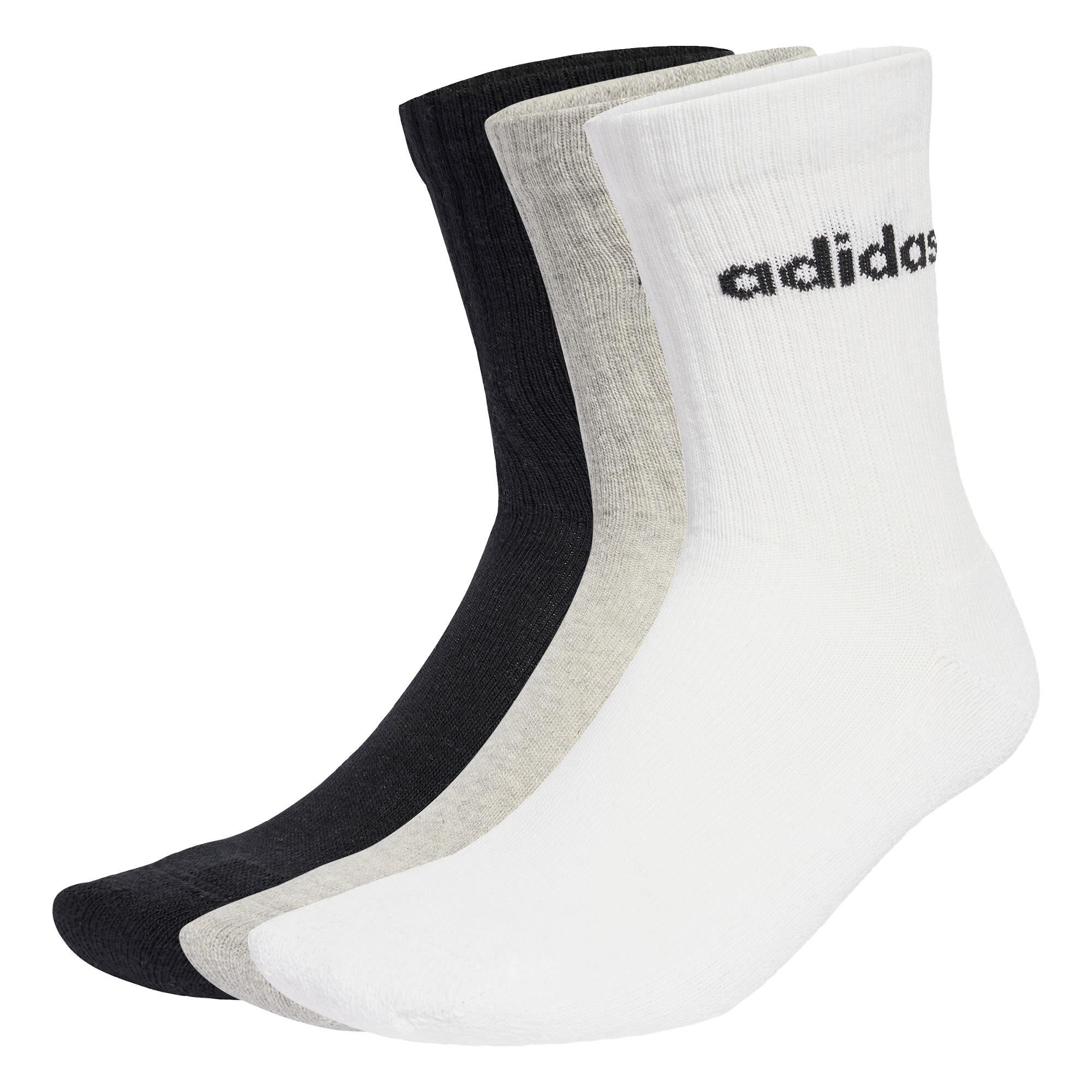 Adidas - Chaussettes Rembourrées Hauteur Mollet Logo Linéaire (6 Paires) - Chaussettes - Blanc|gris|noir - 43/46 - Decathlon