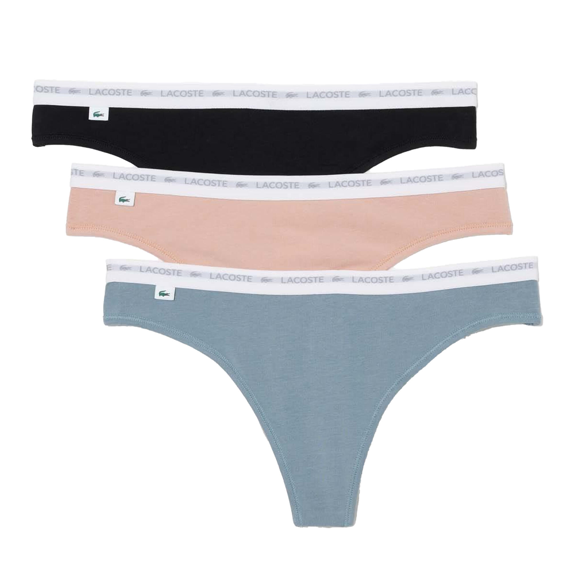 LACOSTE Womens/Ladies Cotton Briefs (Pack of 3) (Black/Pink/Blue)