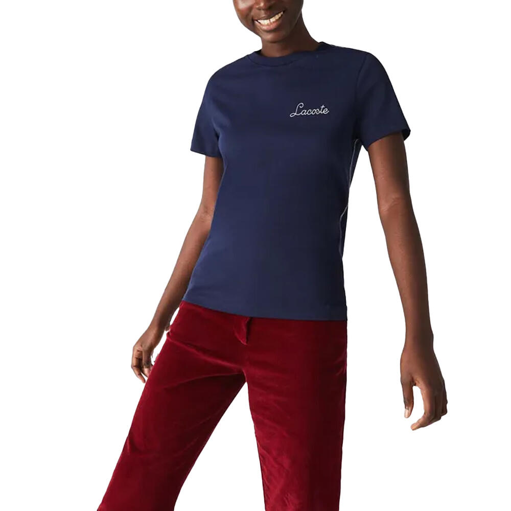 Womens/Ladies Embroidered Cotton Crew Neck TShirt (Blue) 3/3