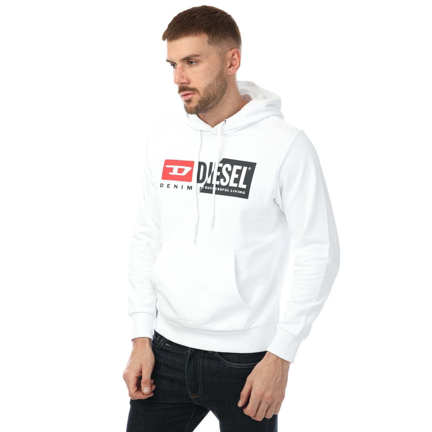 DIESEL Mens SGirk Cuty Felpa Hoodie (White)