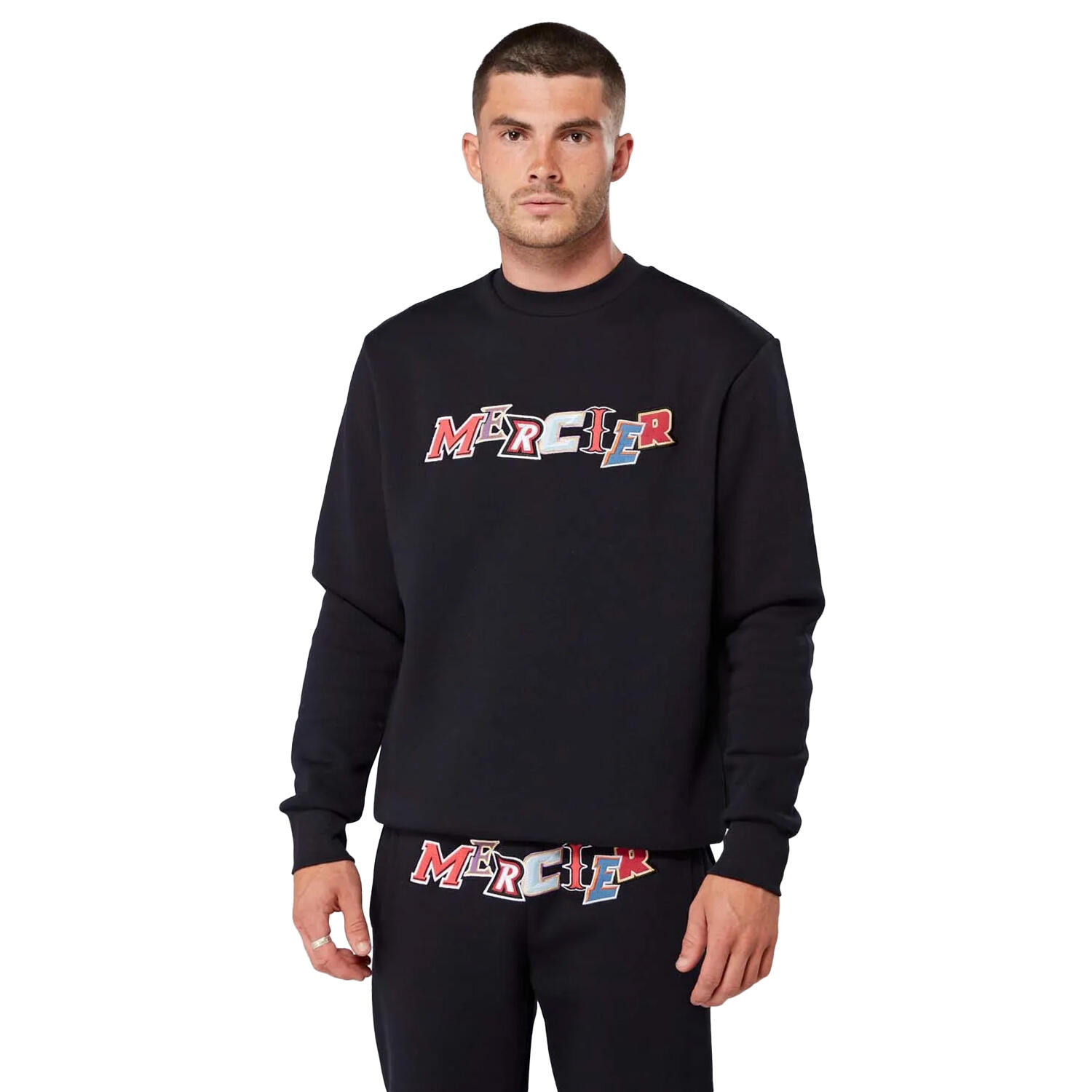 MERCIER Mens Anonymous Crew Neck Sweatshirt (Navy)