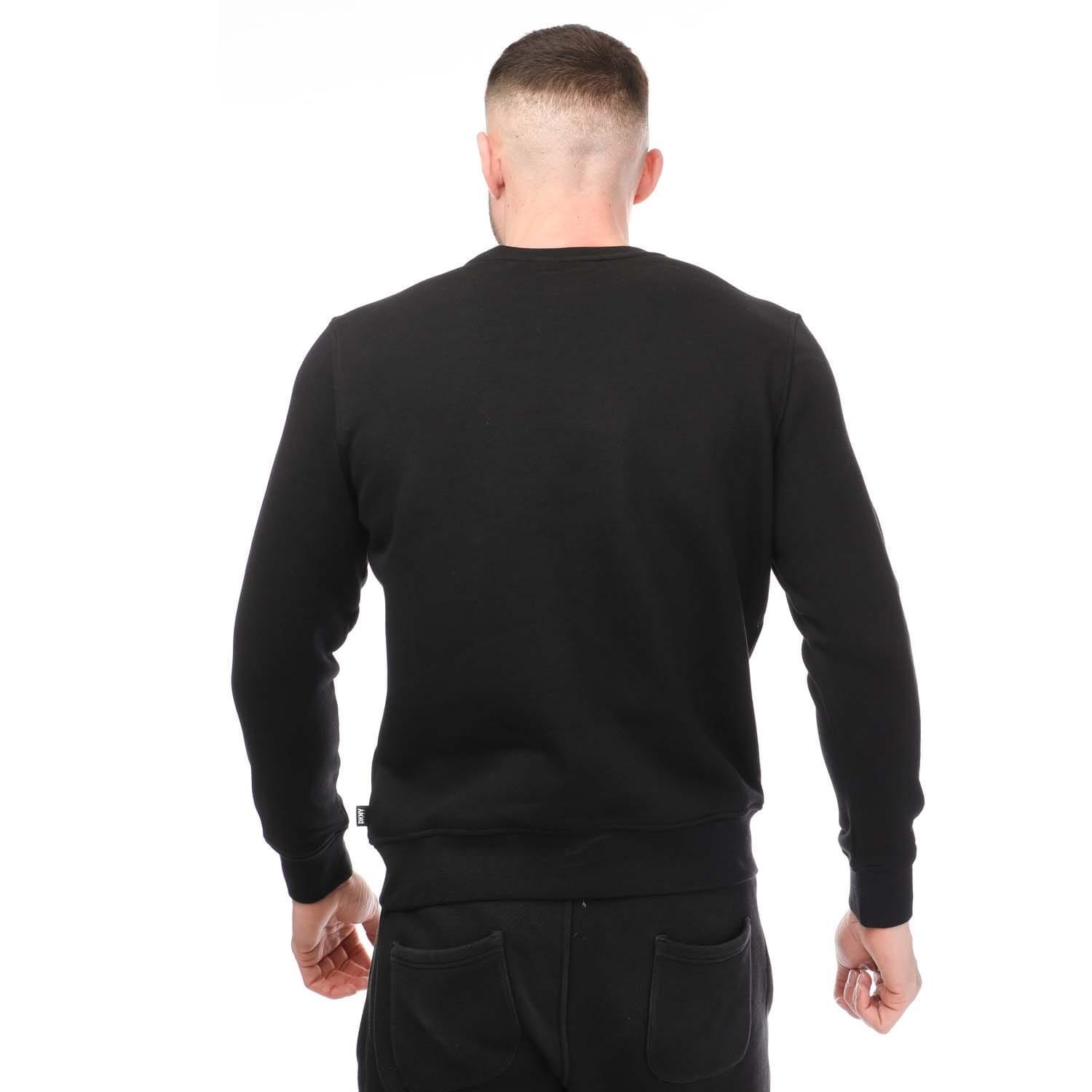 Mens Tonal Logo Crew Neck Sweatshirt (Black) 2/3
