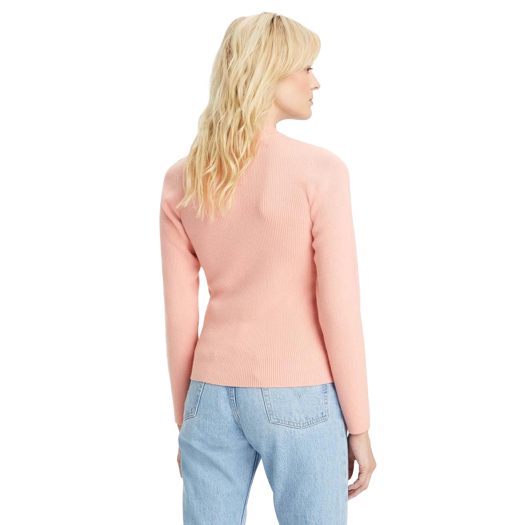 Womens/Ladies Ribbed Crew Neck Sweatshirt (Pink) 2/3