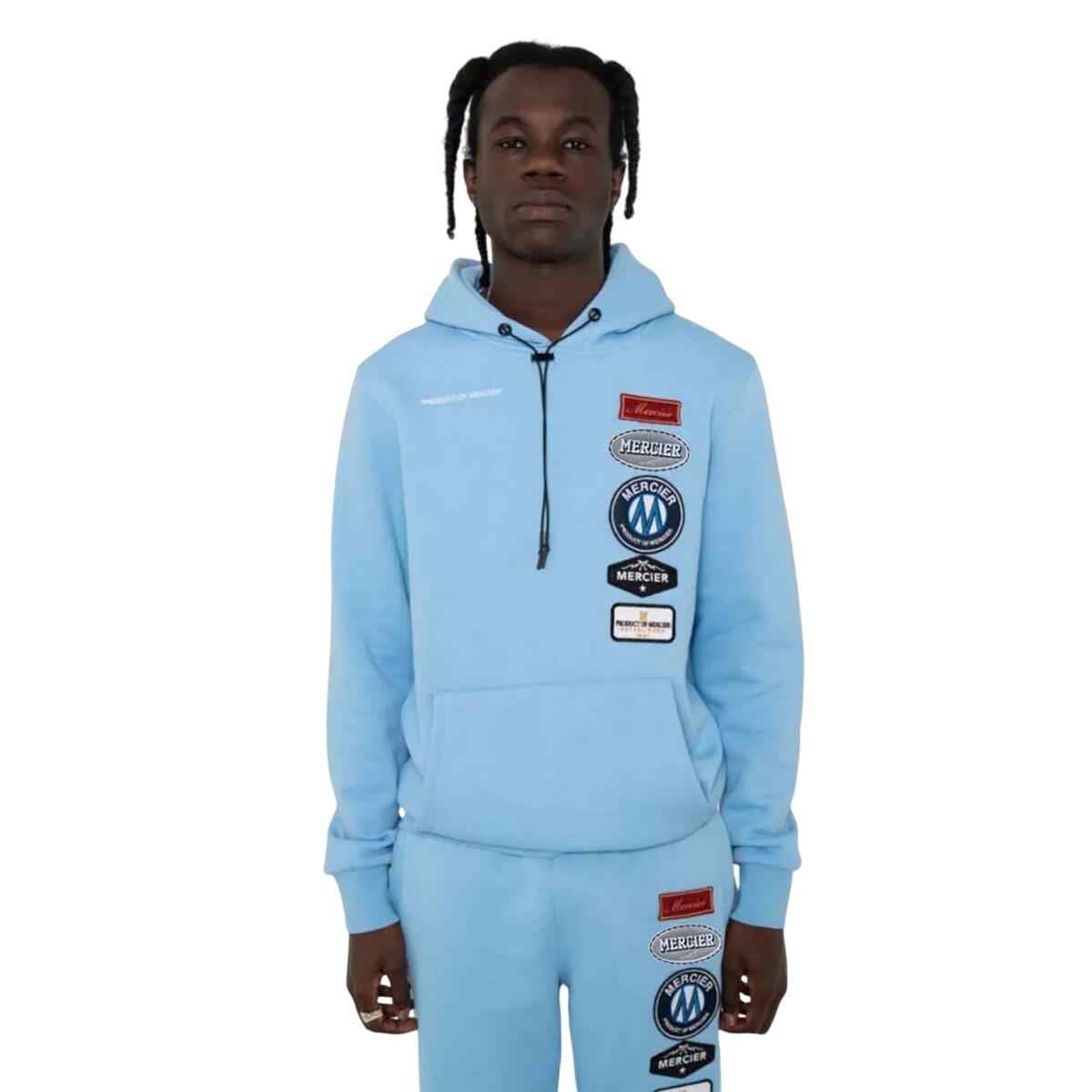 MERCIER Mens Badge Hybrid Hoodie (Sky)