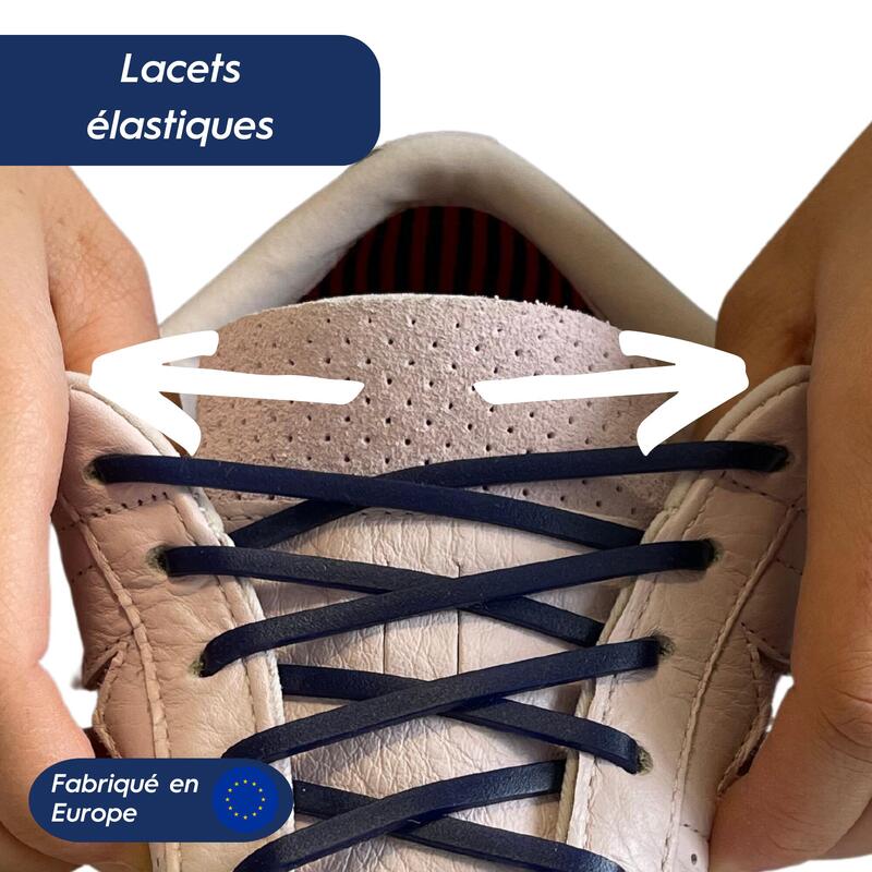 Lacets Élastiques Fins Pour Chaussures Baskets Sneakers Silicone - noir