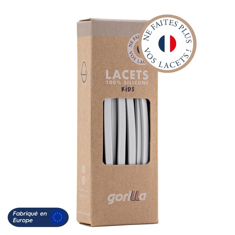 Lacets Élastiques Enfant Pas Besoin D’Attacher Sneakers Silicone- gris clair