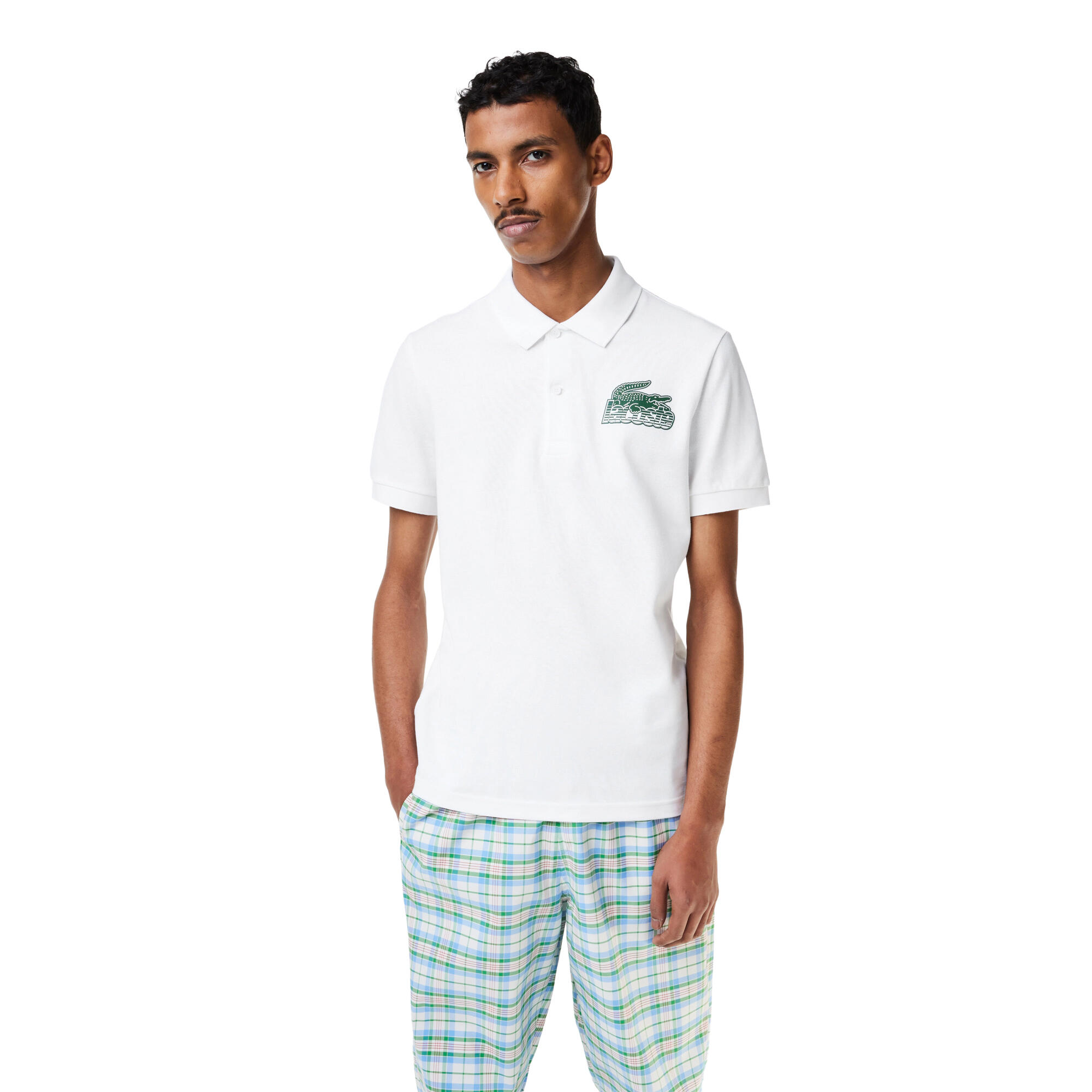 Mens Mini Pique Polo Shirt (White) 3/4