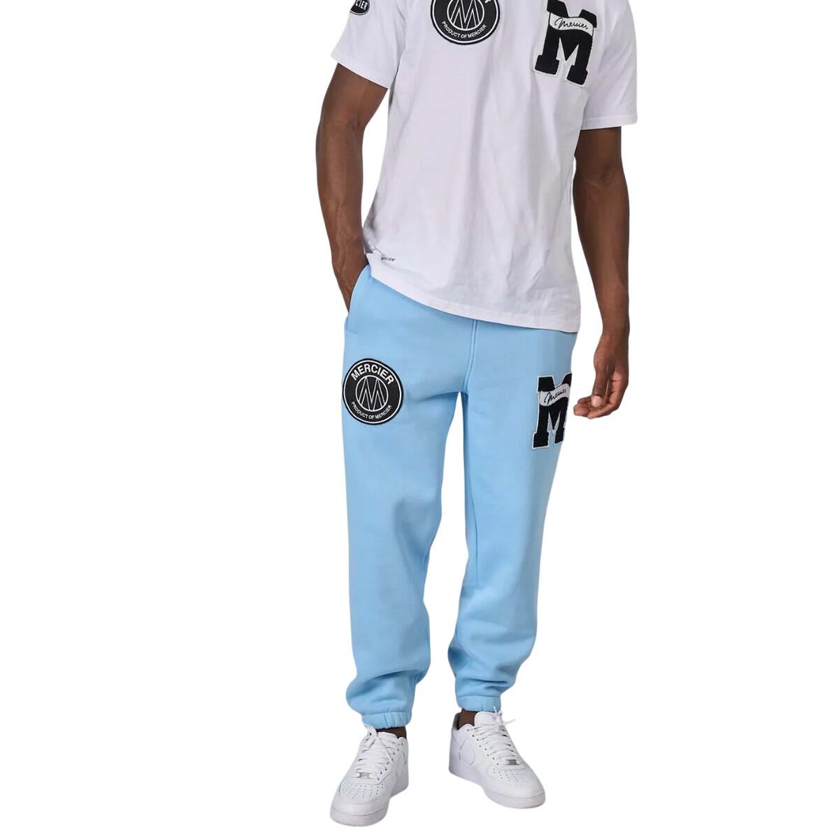 Mens Badge Hybrid Jogging Bottoms (Sky) 1/4