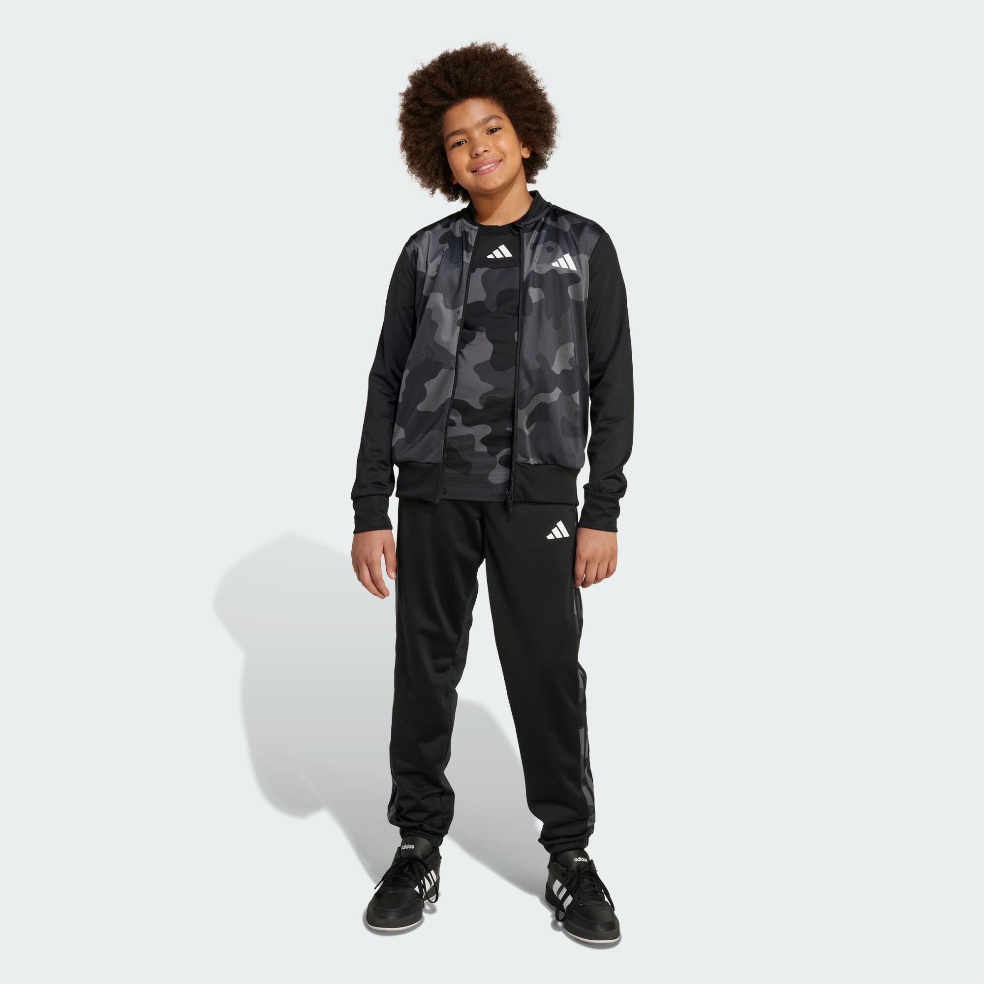 Adidas - Survêtement Imprimé Intégral 3 bandes Maille Camouflage Pour Enfants Basique De - Survêtement - Blanc|noir - 7-8 Ans - Decathlon