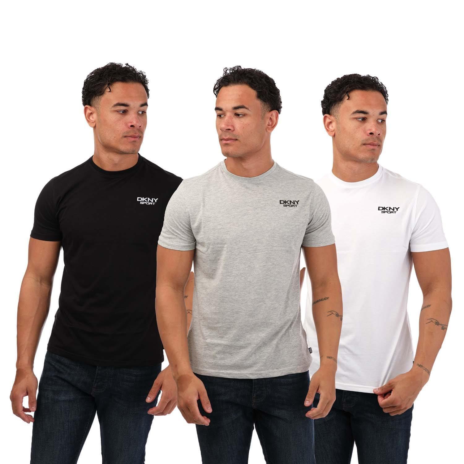 DKNY Mens Embroidered Logo TShirt (Pack of 3) (Black/Grey/White)