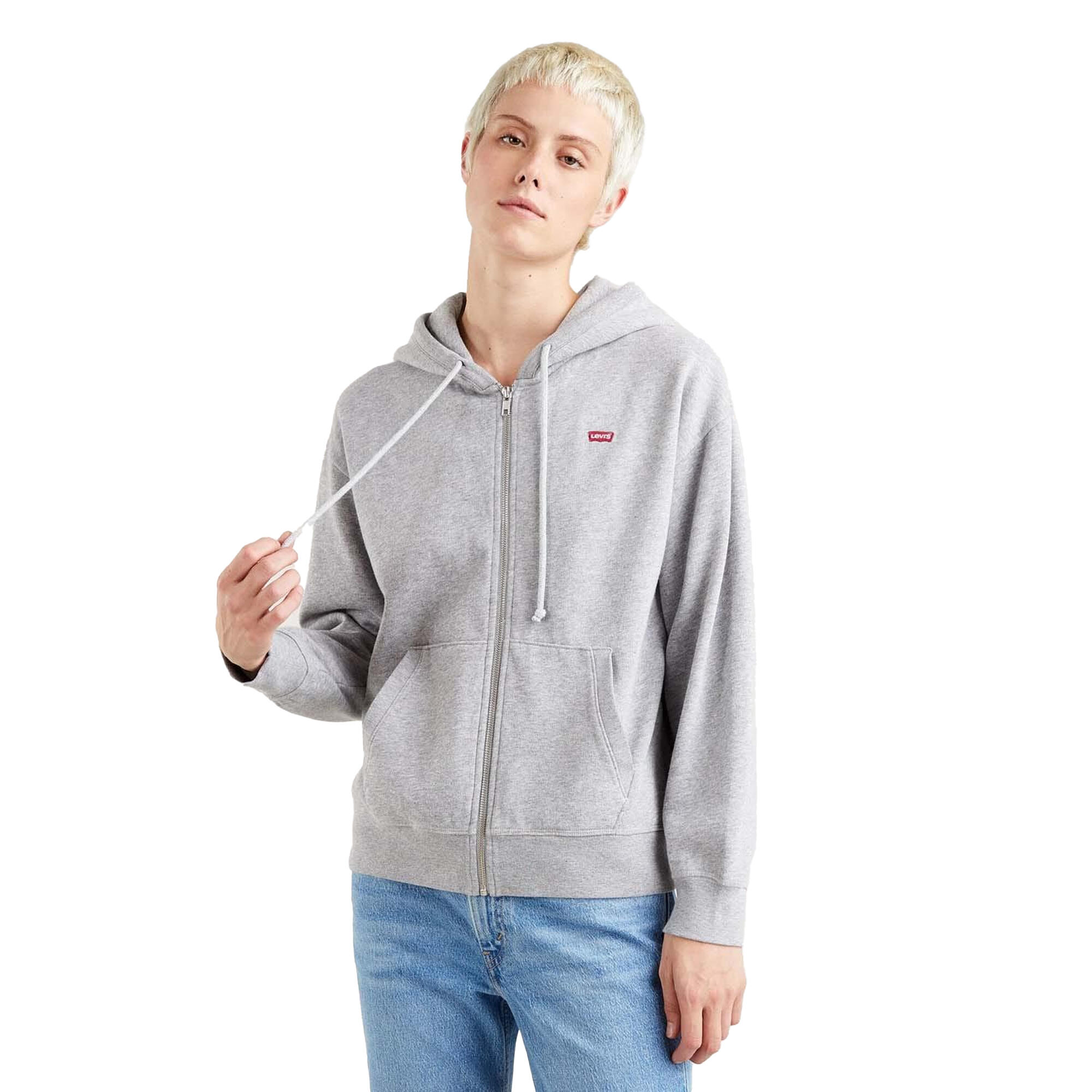 Womens/Ladies Standard Full Zip Hoodie (Grey Heather) 3/3