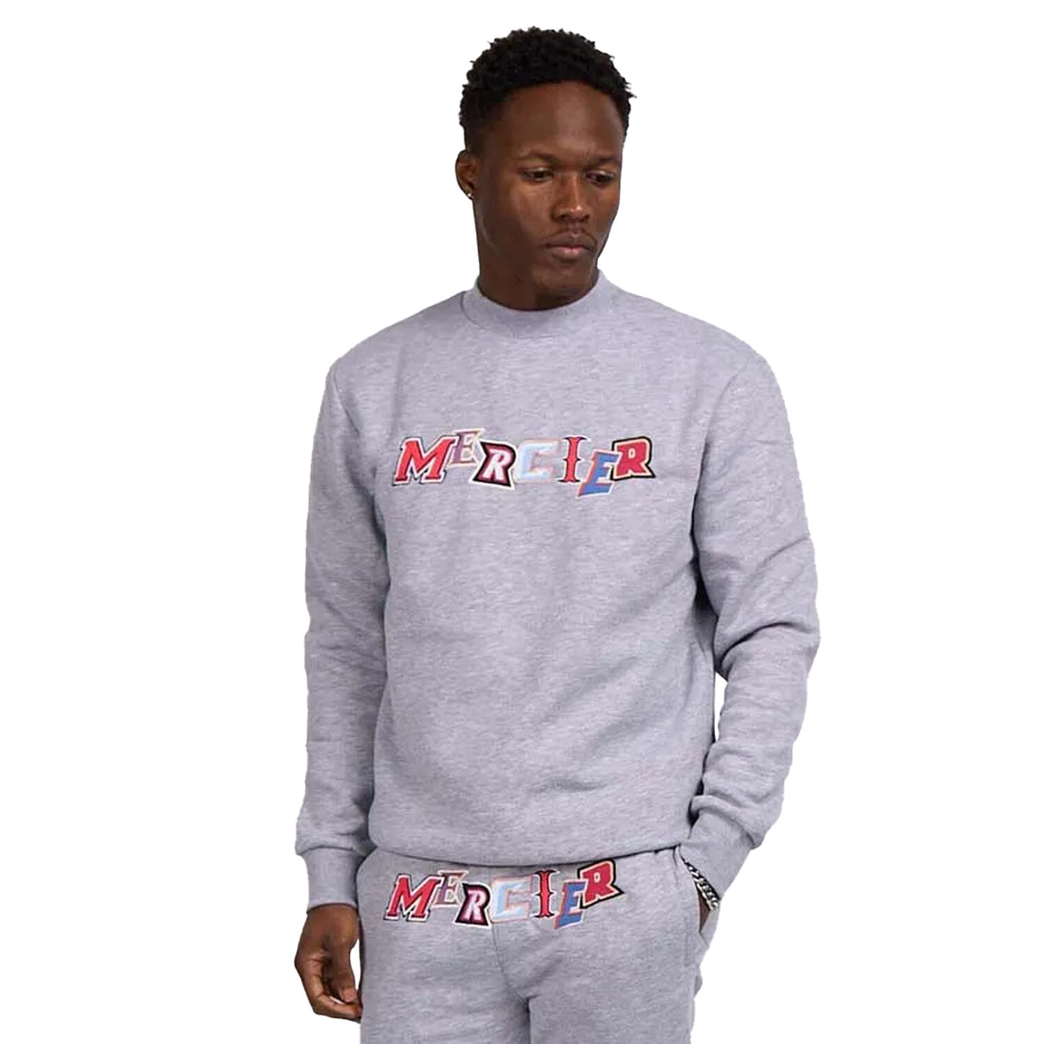 MERCIER Mens Anonymous Crew Neck Sweatshirt (Grey Marl)