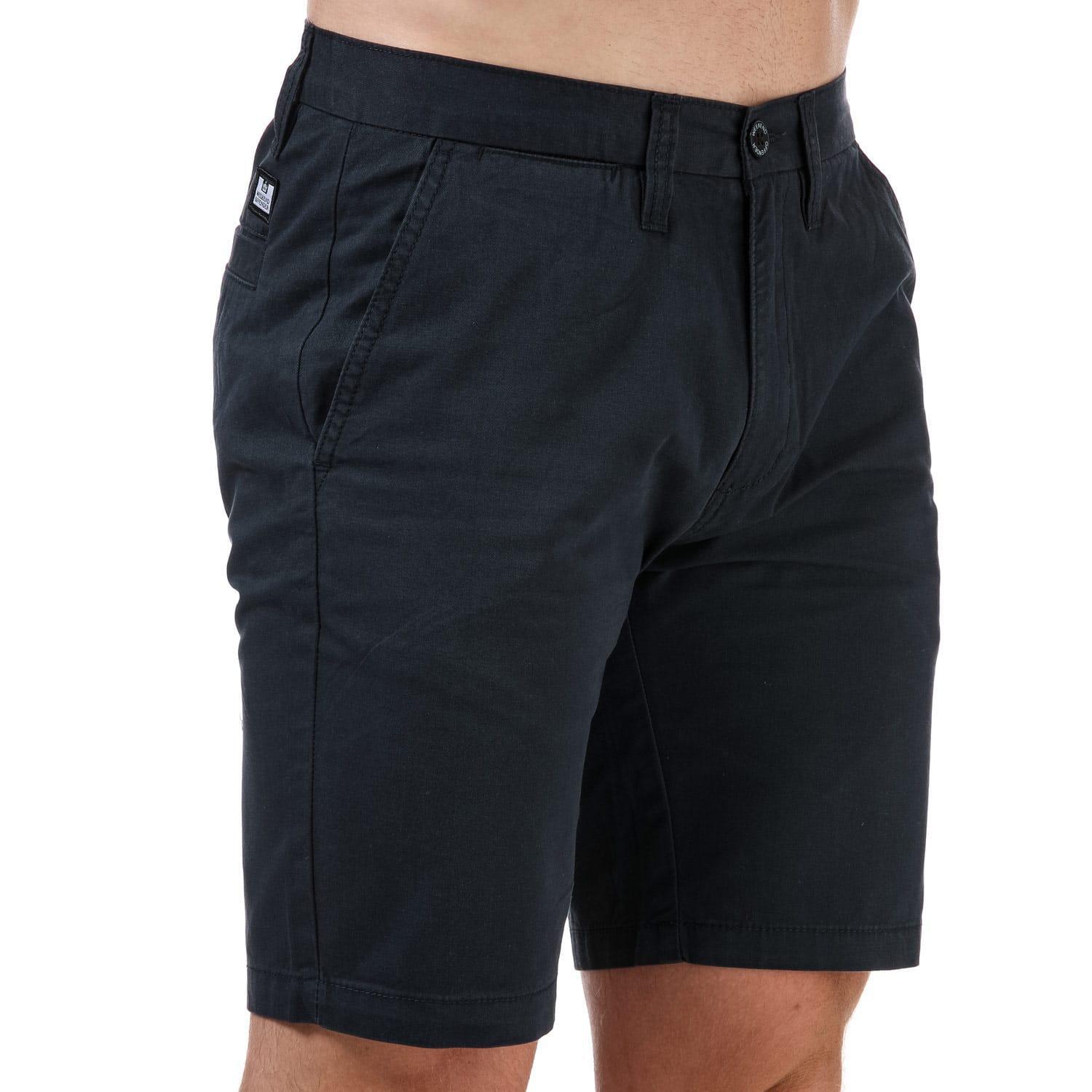 WEEKEND OFFENDER Mens Dillenger Cotton Twill Shorts (Navy)