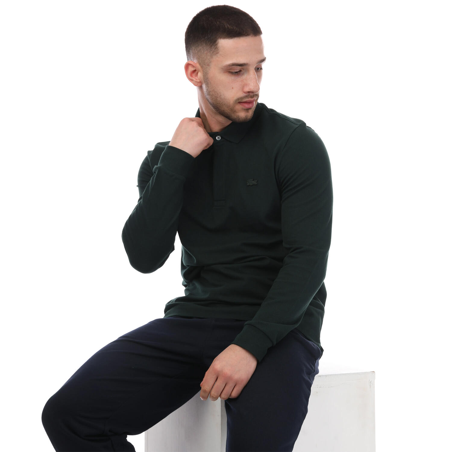 Unisex Adult Smart Paris Cotton Stretch LongSleeved Polo Shirt (Green) 3/3