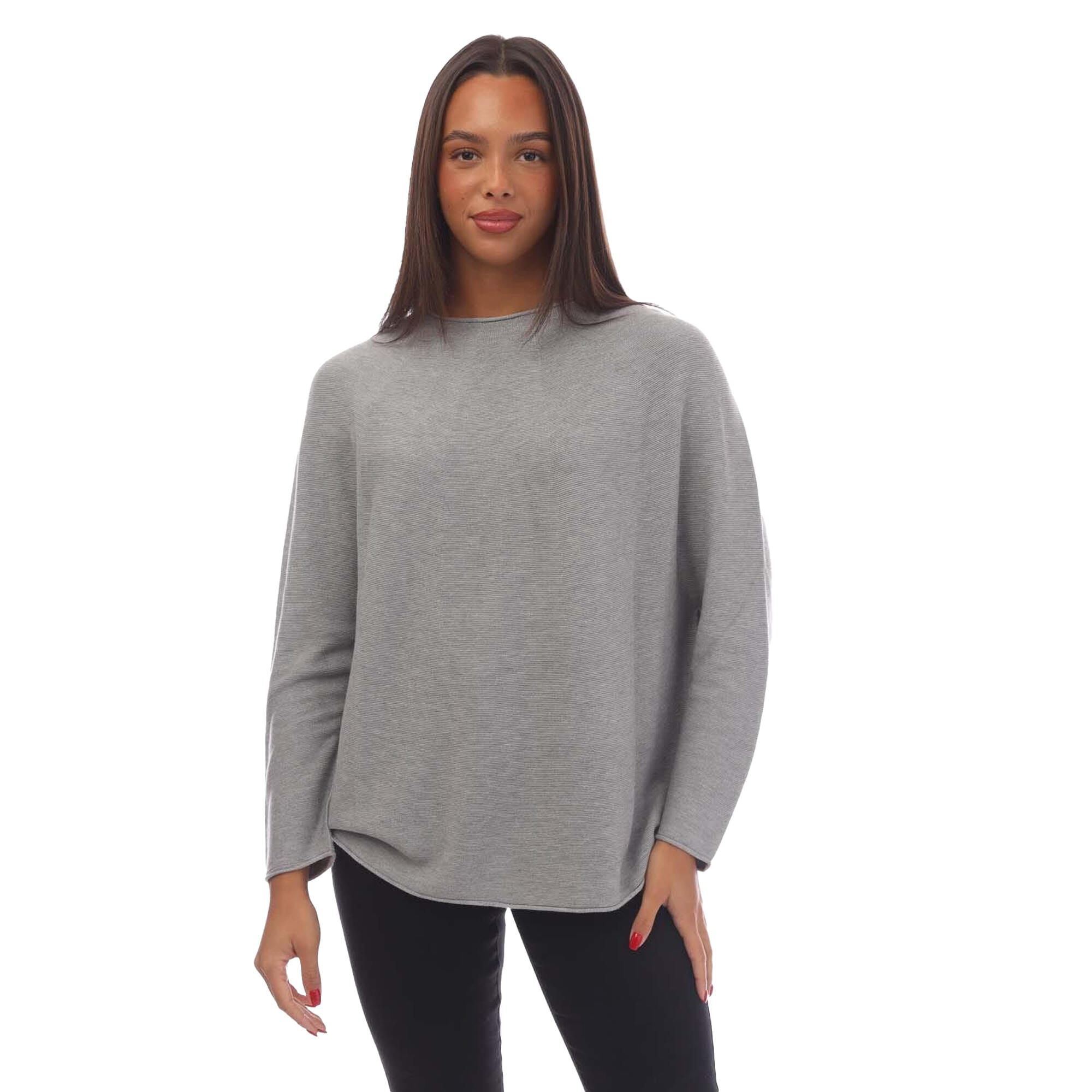Womens/Ladies C_Faland Boat Neck Jumper (Silver) 1/3