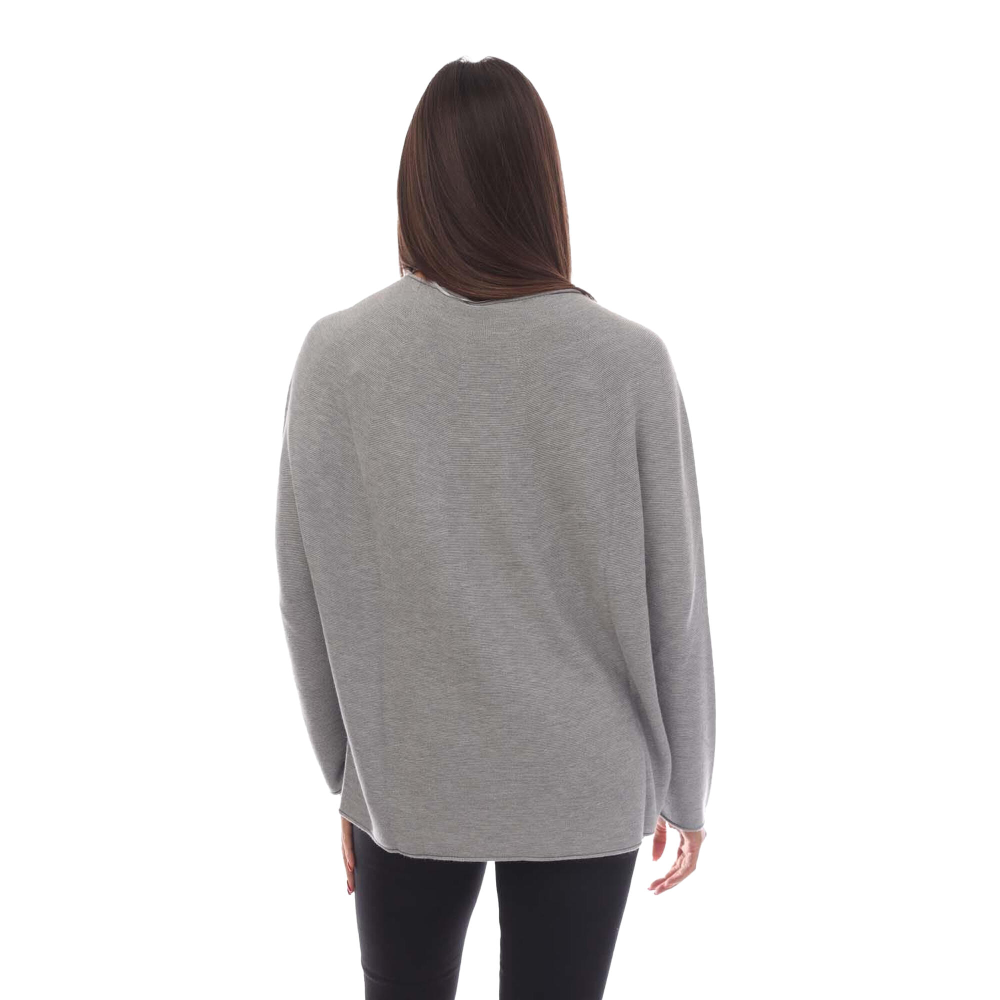 Womens/Ladies C_Faland Boat Neck Jumper (Silver) 2/3