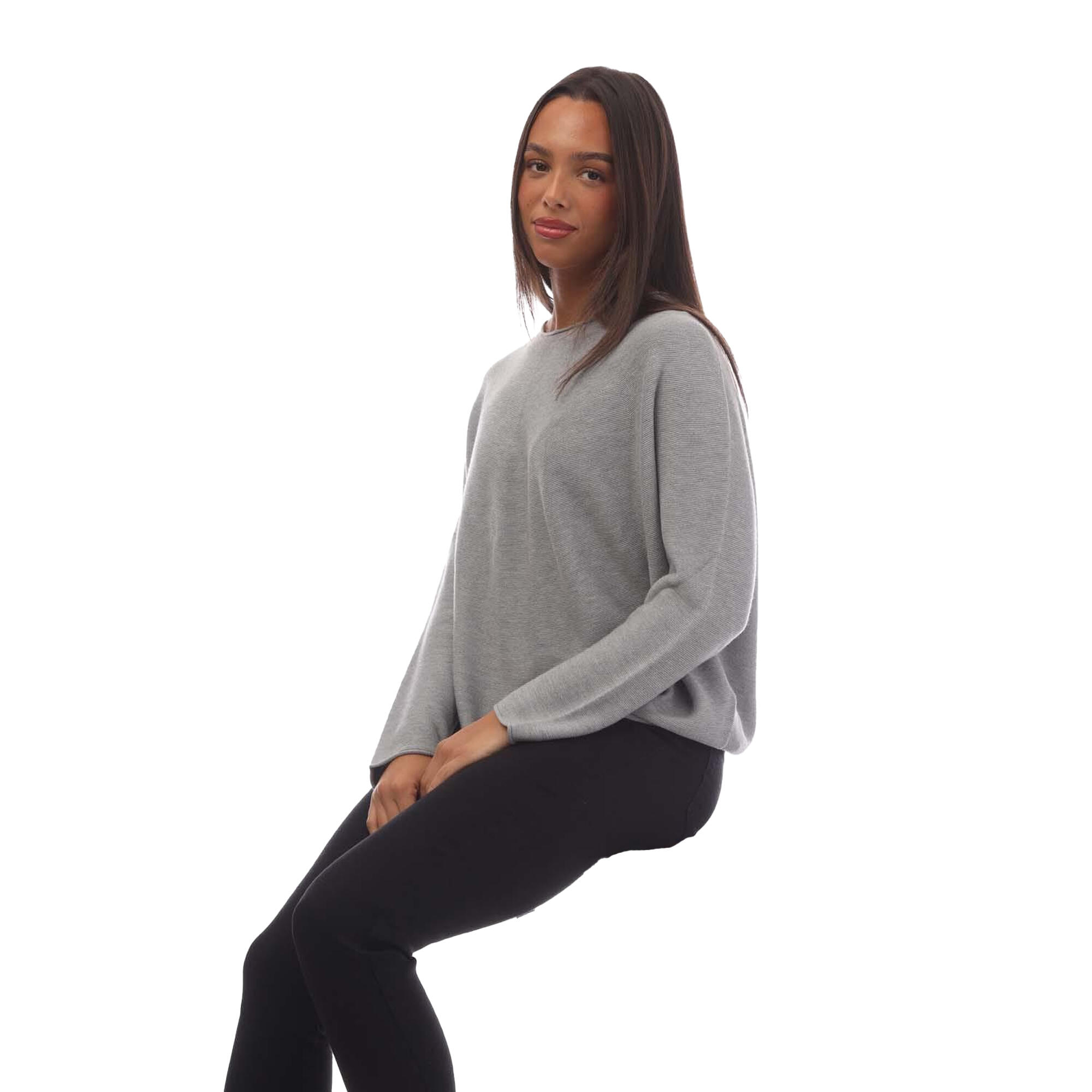 Womens/Ladies C_Faland Boat Neck Jumper (Silver) 3/3