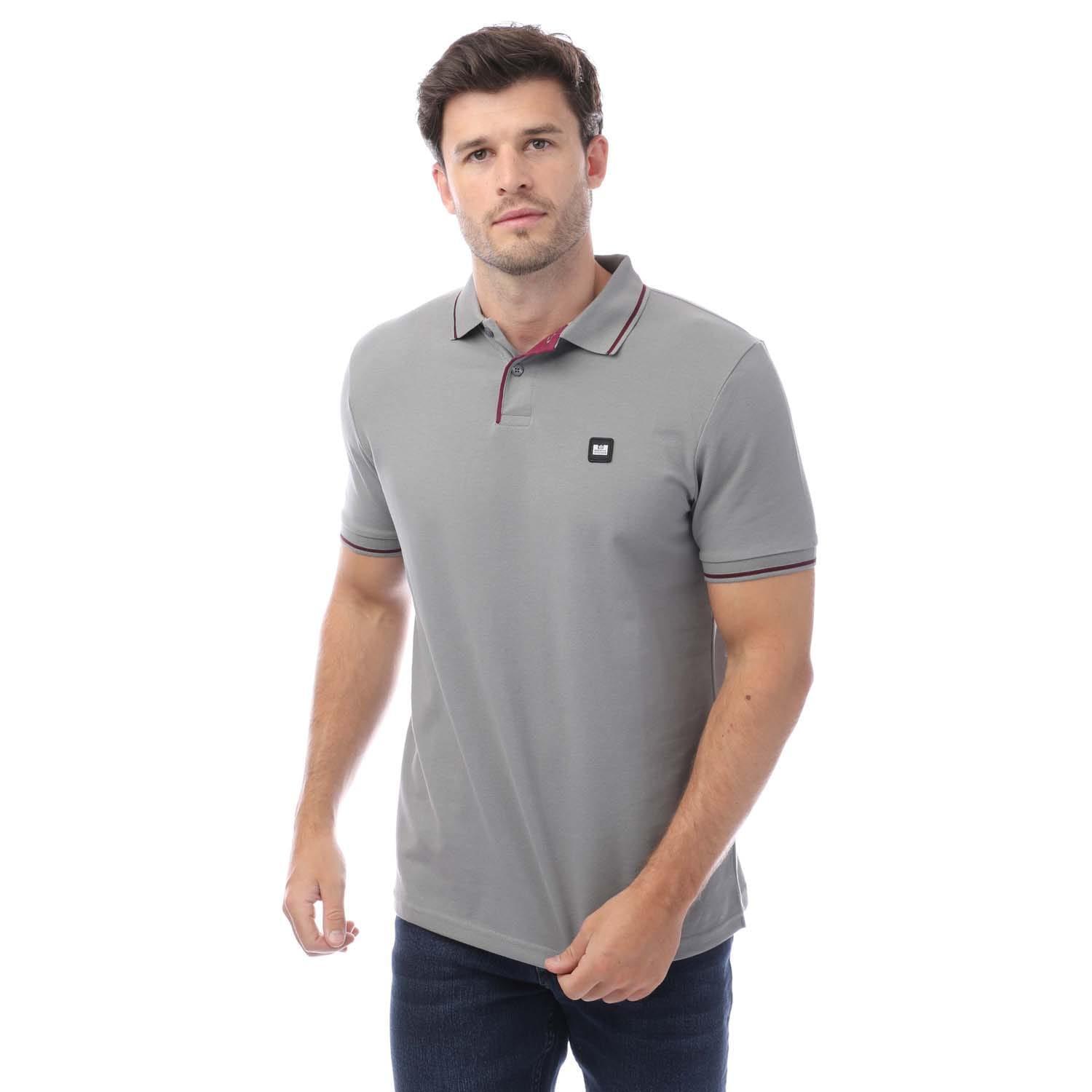 WEEKEND OFFENDER Mens Spello Piped Polo Shirt (Grey)