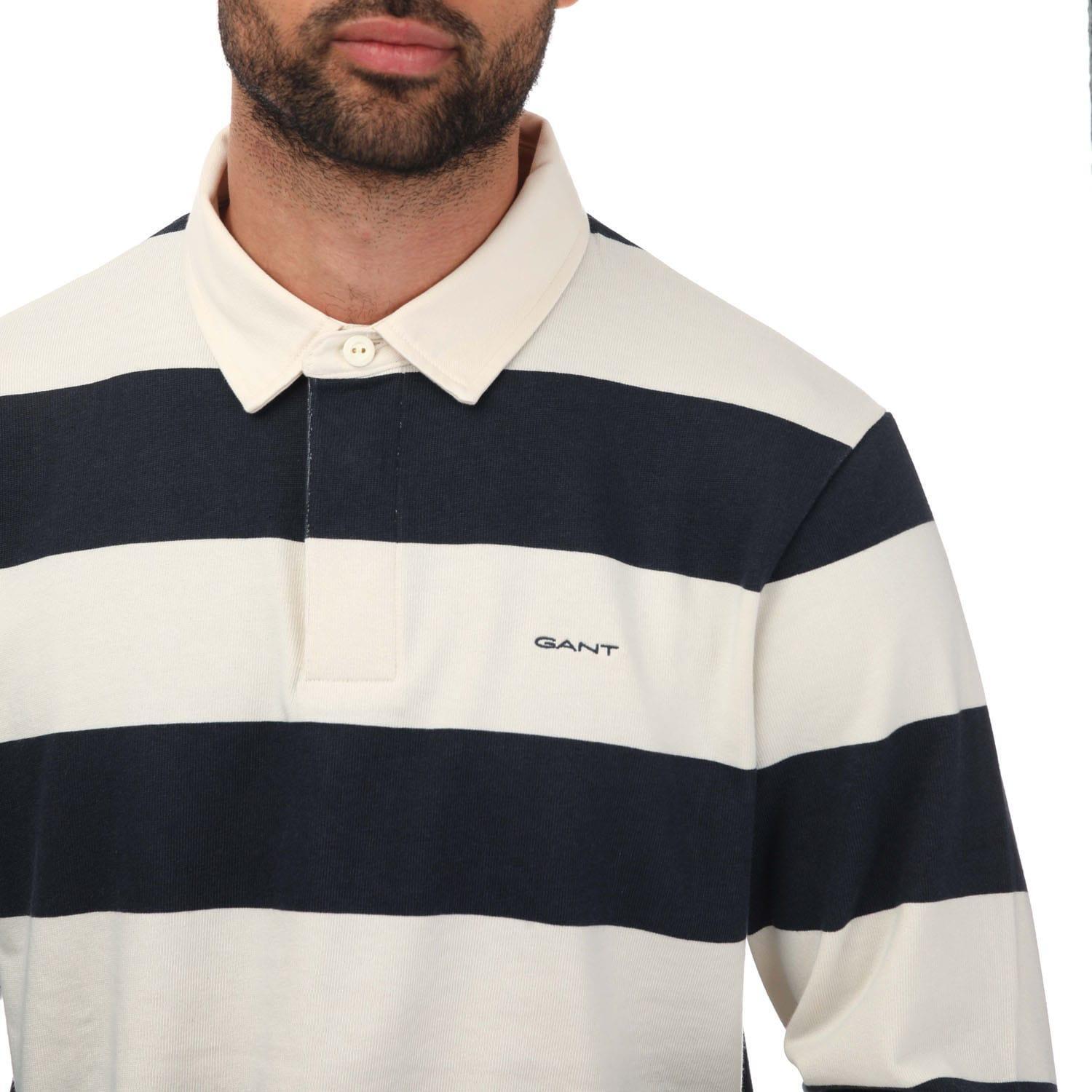Mens Heavy Rugger Block Stripe Polo Shirt (Blue) 2/3