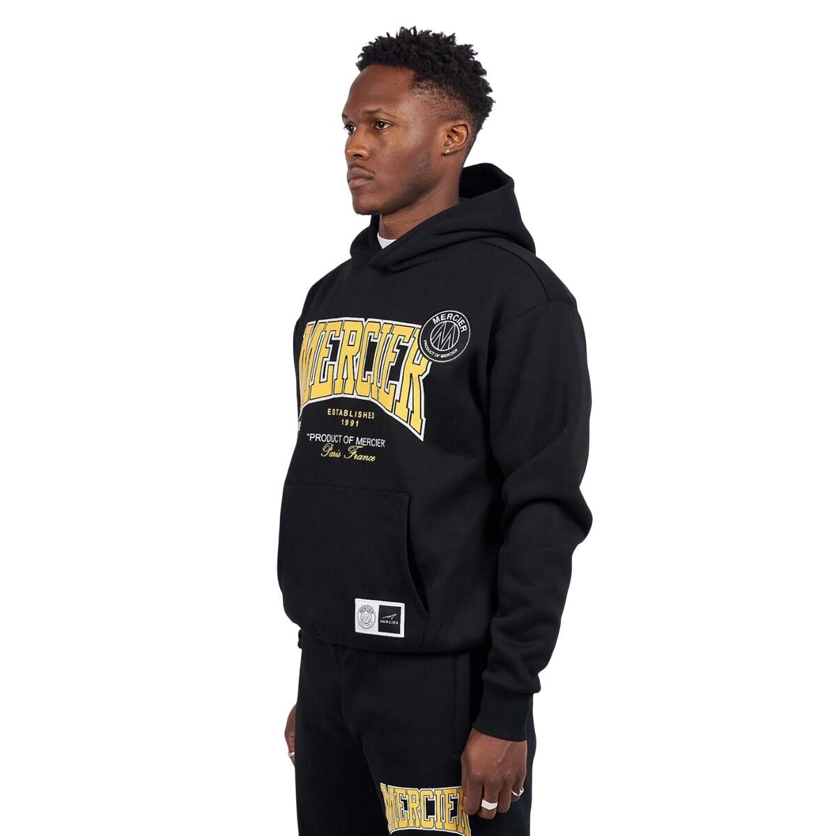 MERCIER Mens Kansas Relaxed Fit Hoodie (Black/Yellow)