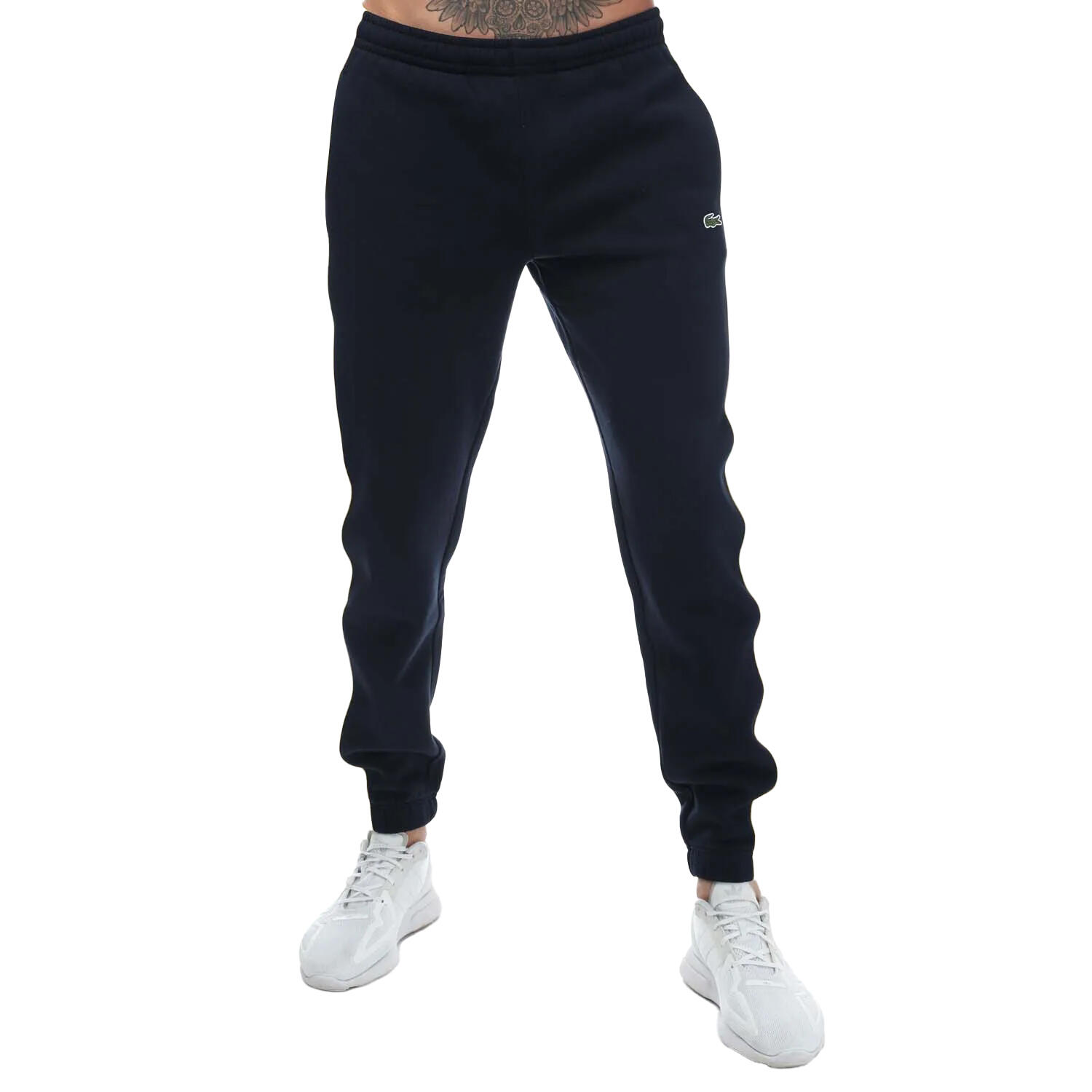 LACOSTE Pantalone jogging uomo Lacoste blu navy in pile taglio sfiancato