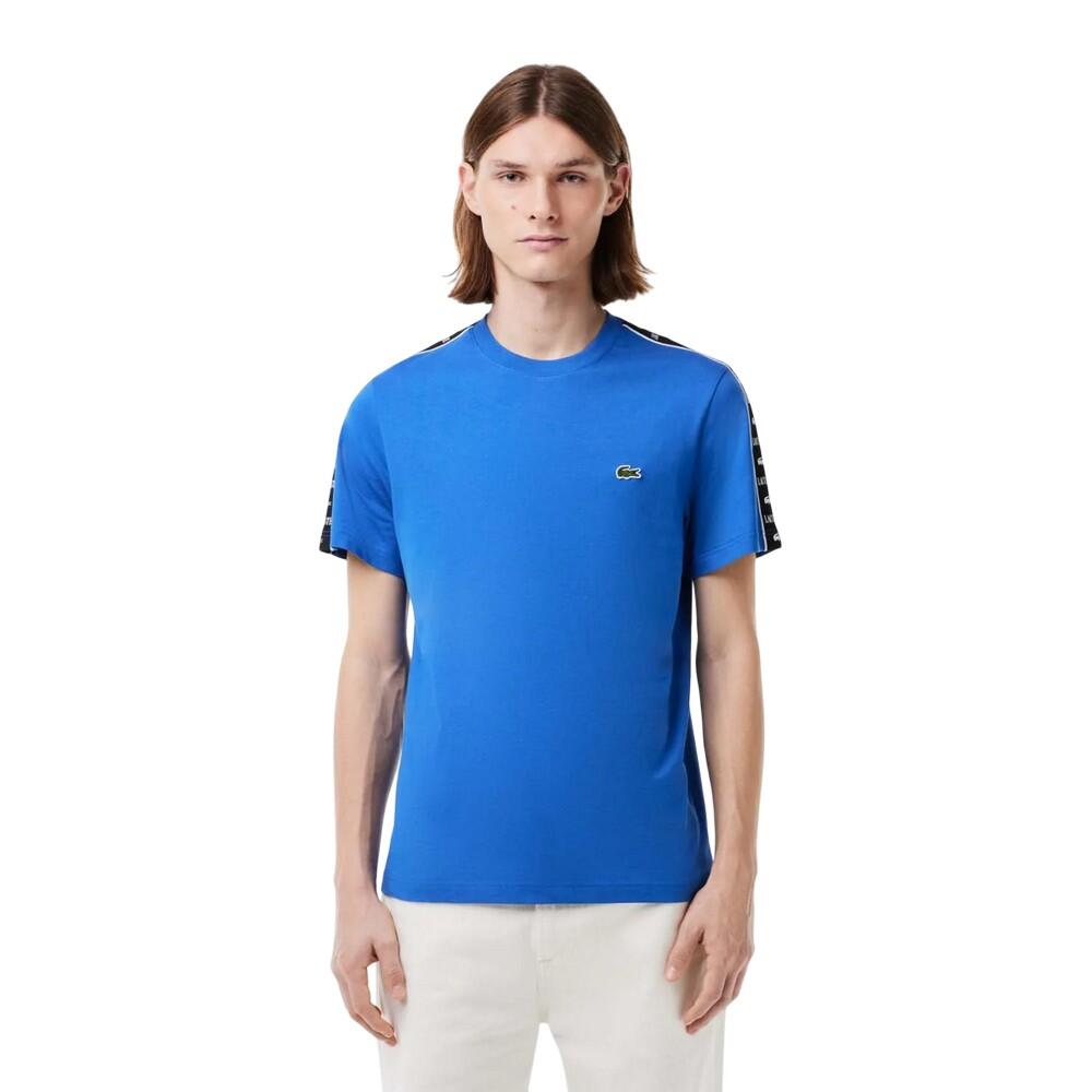 Mens Logo Cotton Jersey Stripes TShirt (Blue) 4/4
