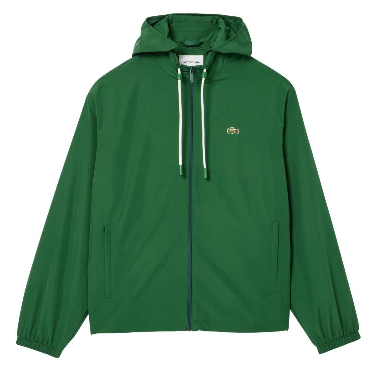 LACOSTE Mens Detachable Hood Sports Jacket (Green)