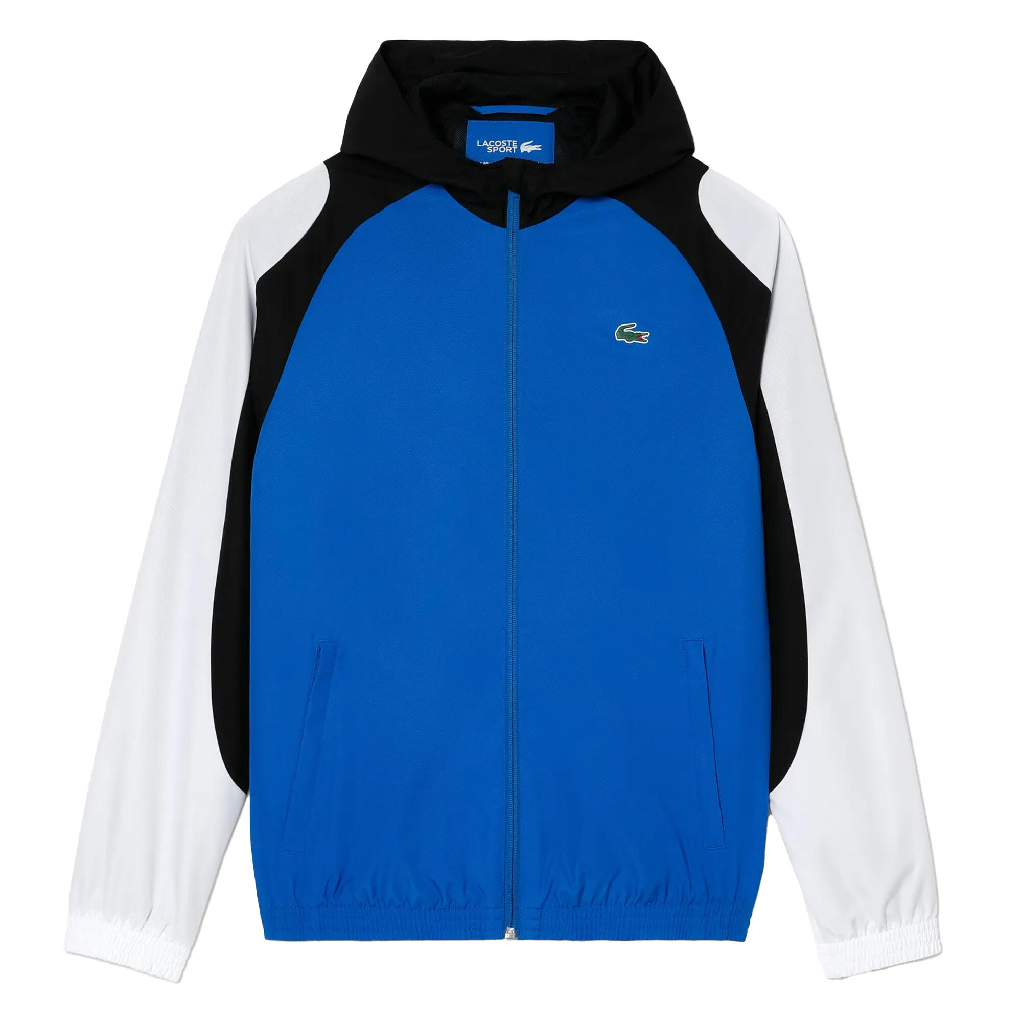 LACOSTE Mens Sport Colour Block Tennis Jacket (White/Blue/Black)