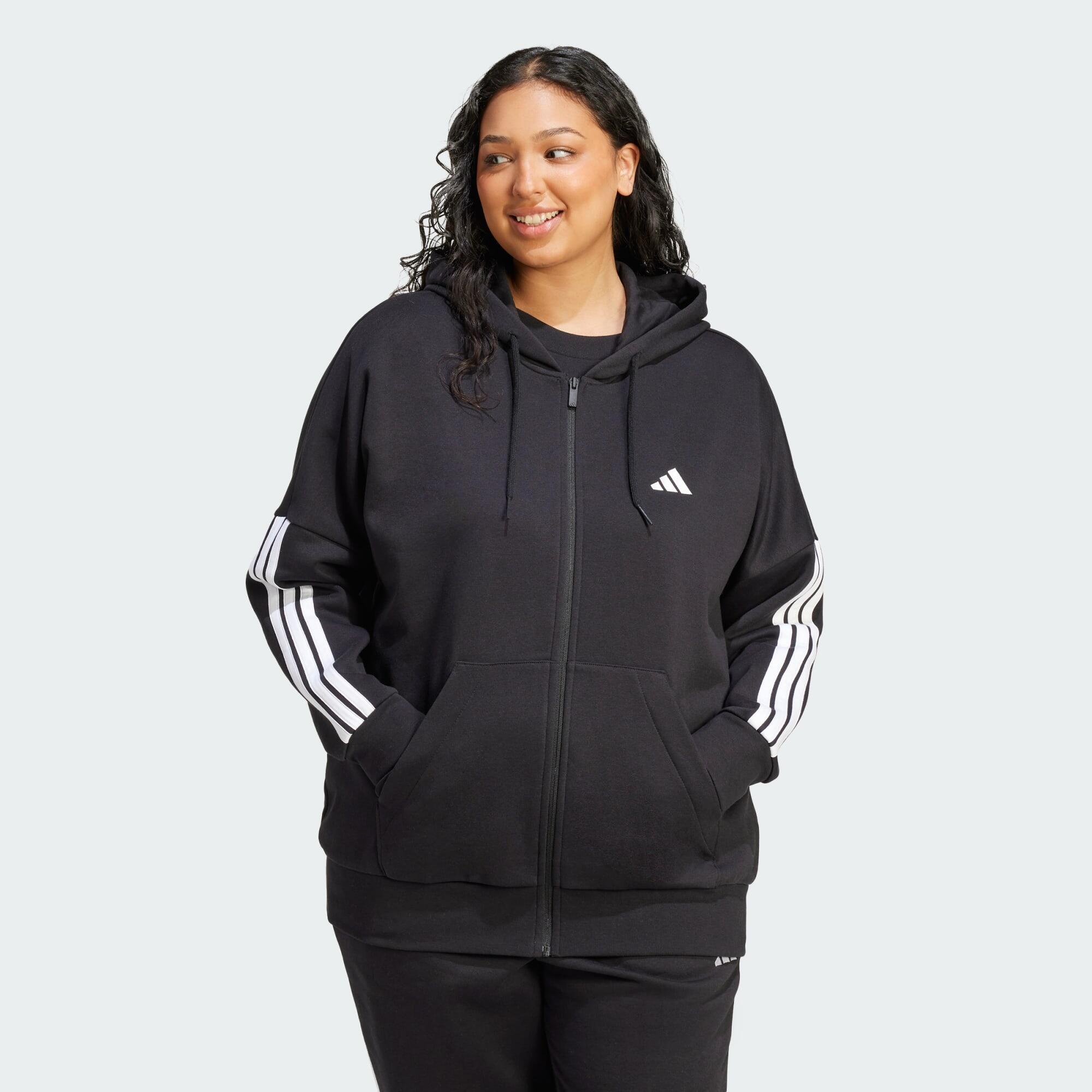 ADIDAS Casaco com Capuz de Fleece com Fecho Integral e as 3 Riscas Essentials (Plus